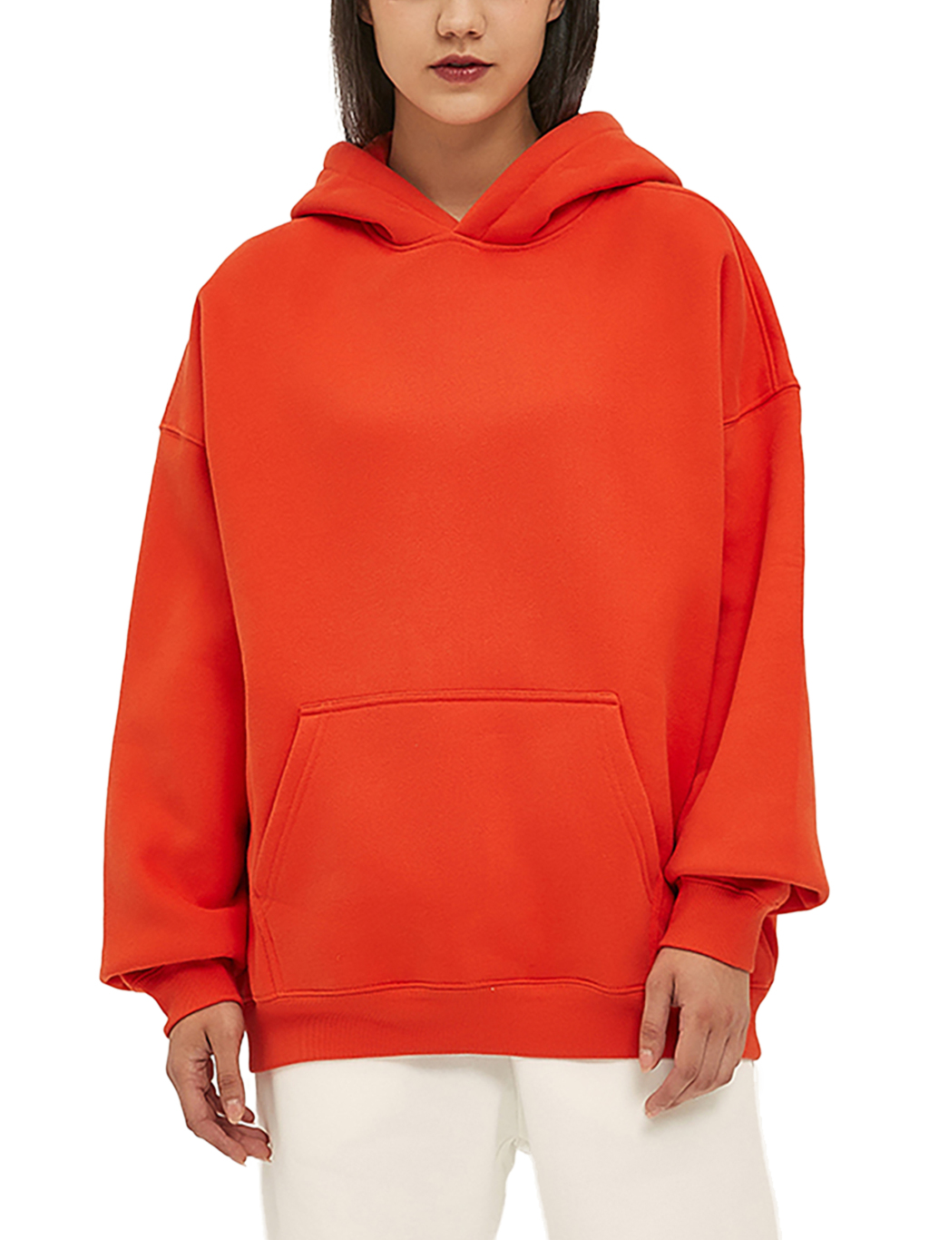 Streetwear Oversized Solid Color Fleece Hoodie | Dropshipping-9