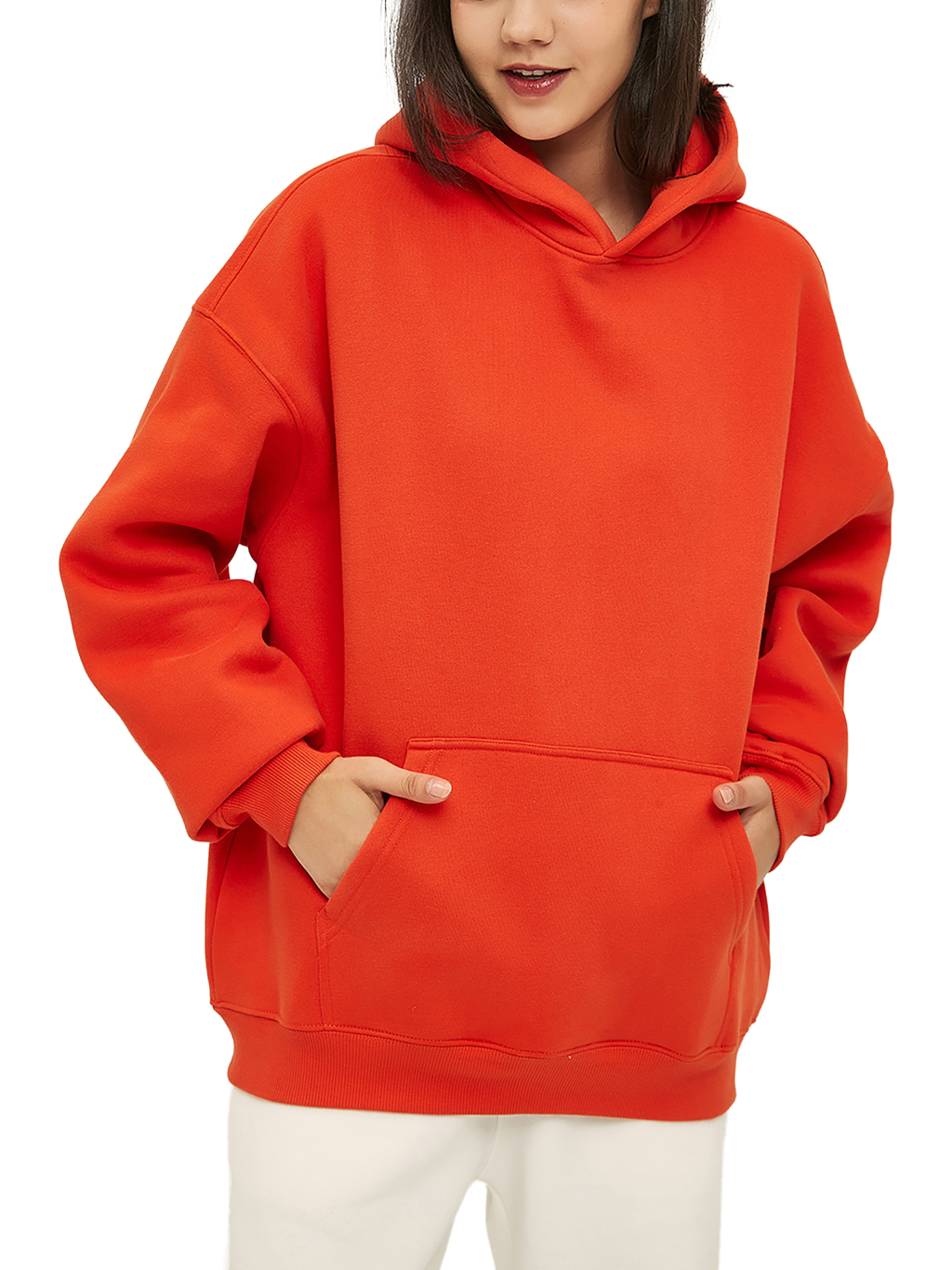 Streetwear Oversized Solid Color Fleece Hoodie | Dropshipping-12