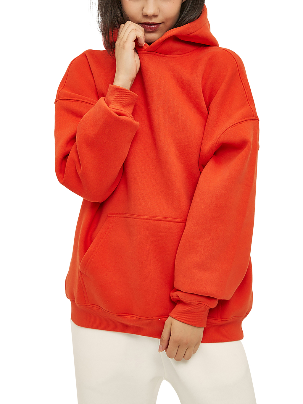 Streetwear Oversized Solid Color Fleece Hoodie | Dropshipping-13