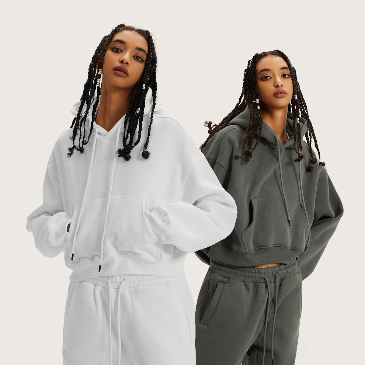 Streetwear Women's Fleece Crop Hoodie - Print On Demand | HugePOD-2