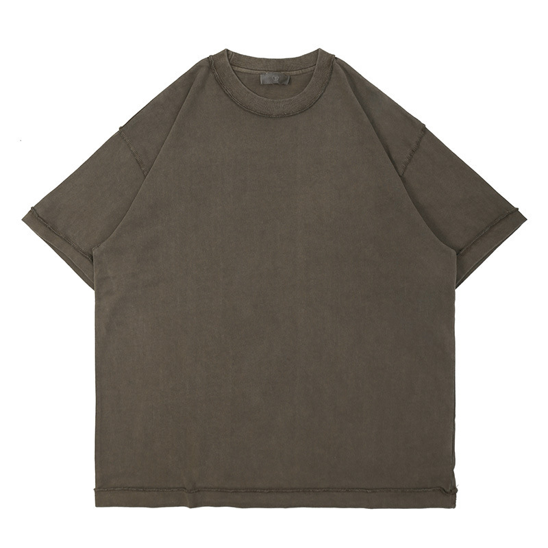 Streetwear Unisex Top Stitching Stone Wash T-Shirt - Print On Demand | HugePOD-9