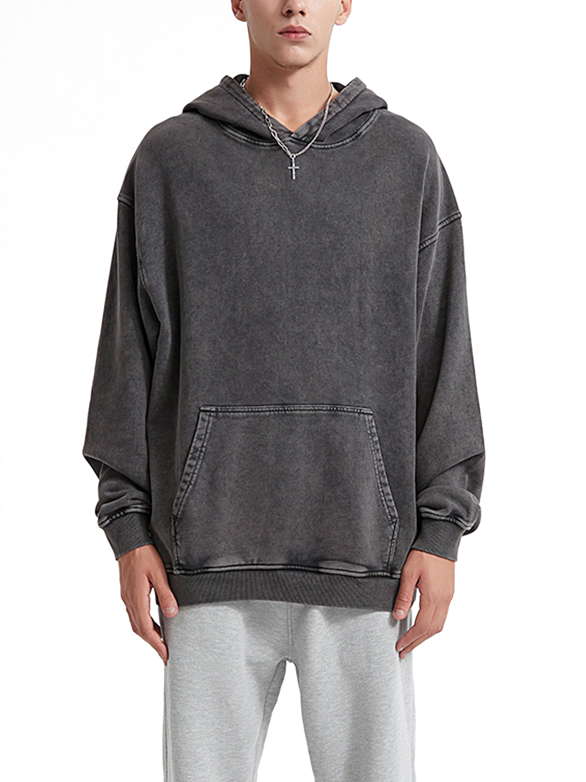 Oversized Snow Wash Hoodie - Print On Demand | HugePOD-3