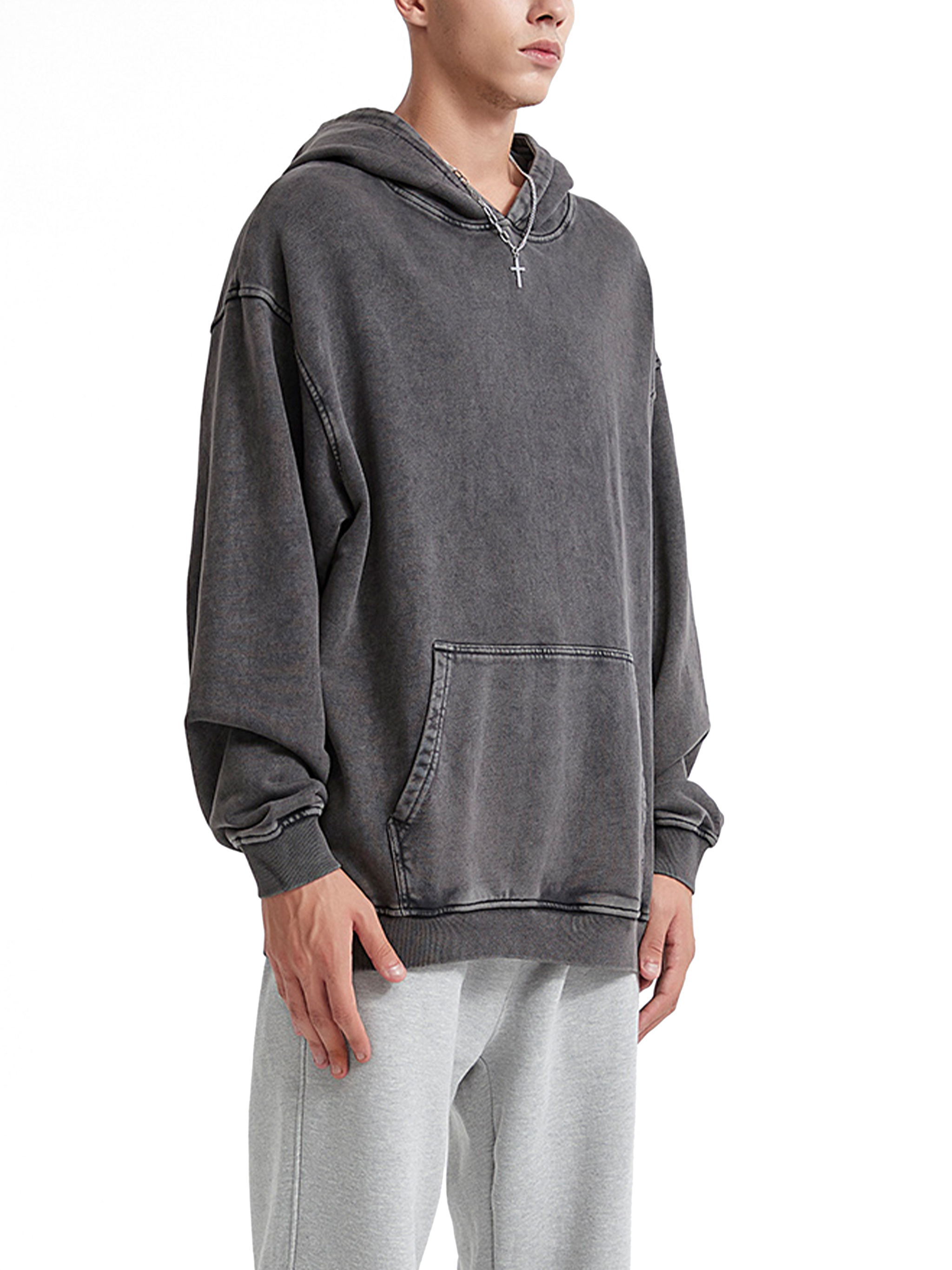 Oversized Snow Wash Hoodie - Print On Demand | HugePOD-4