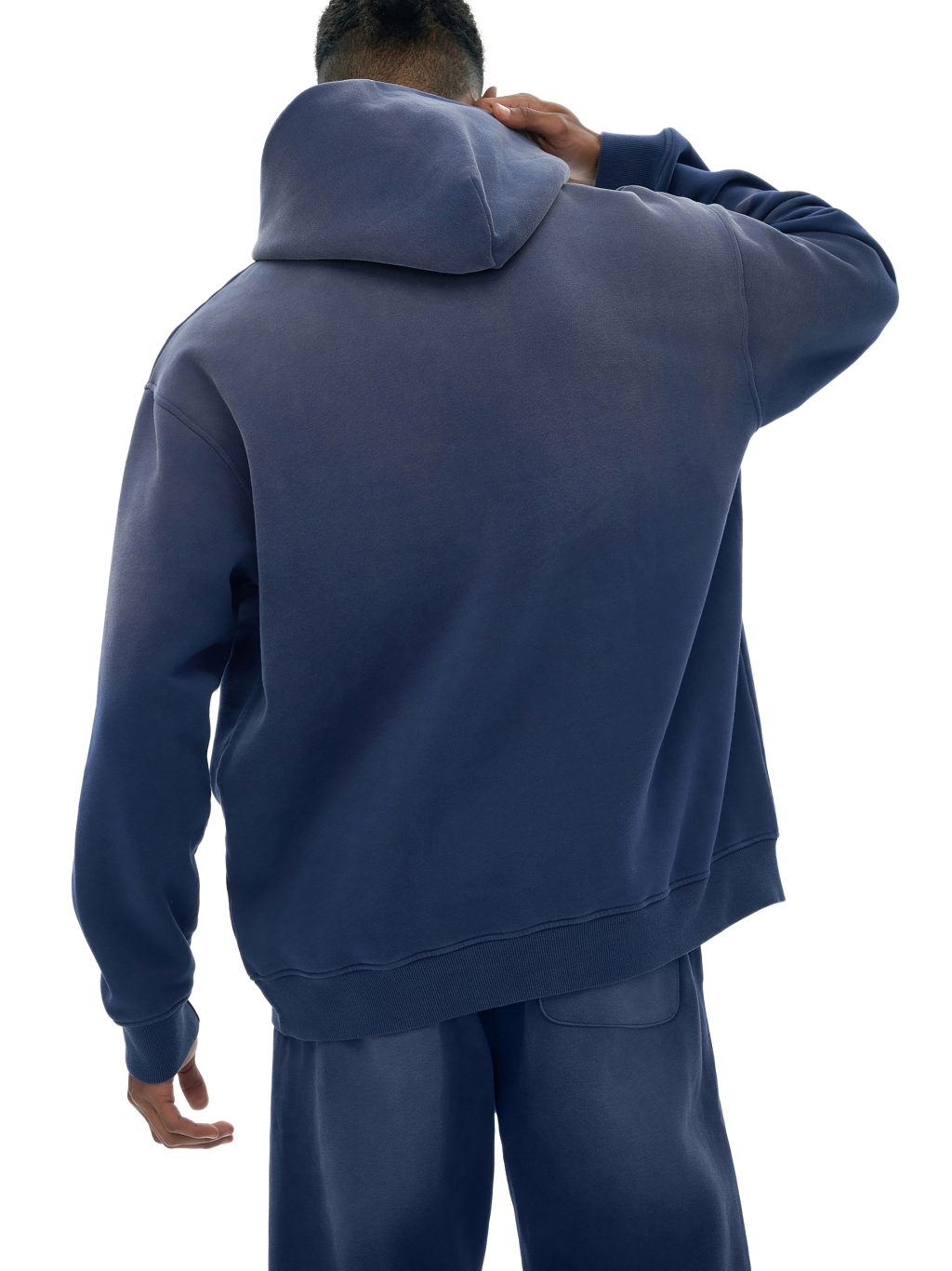 (Denim Blue)Streetwear Monkey Washed Dyed Fleece Hoodie | Dropshipping-6