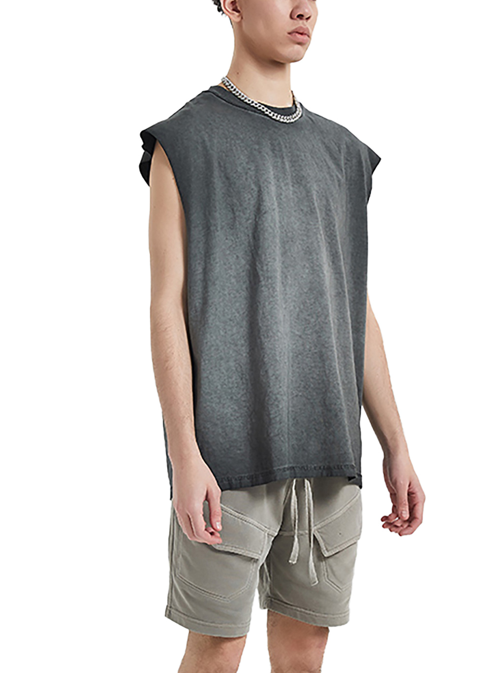 Streetwear Unisex Ombre Vintage Stone Wash Tank Top - Print On Demand | HugePOD-7