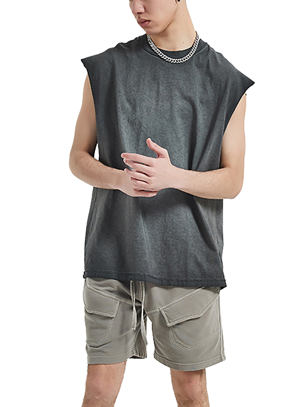 Streetwear Unisex Ombre Vintage Stone Wash Tank Top - Print On Demand | HugePOD-8