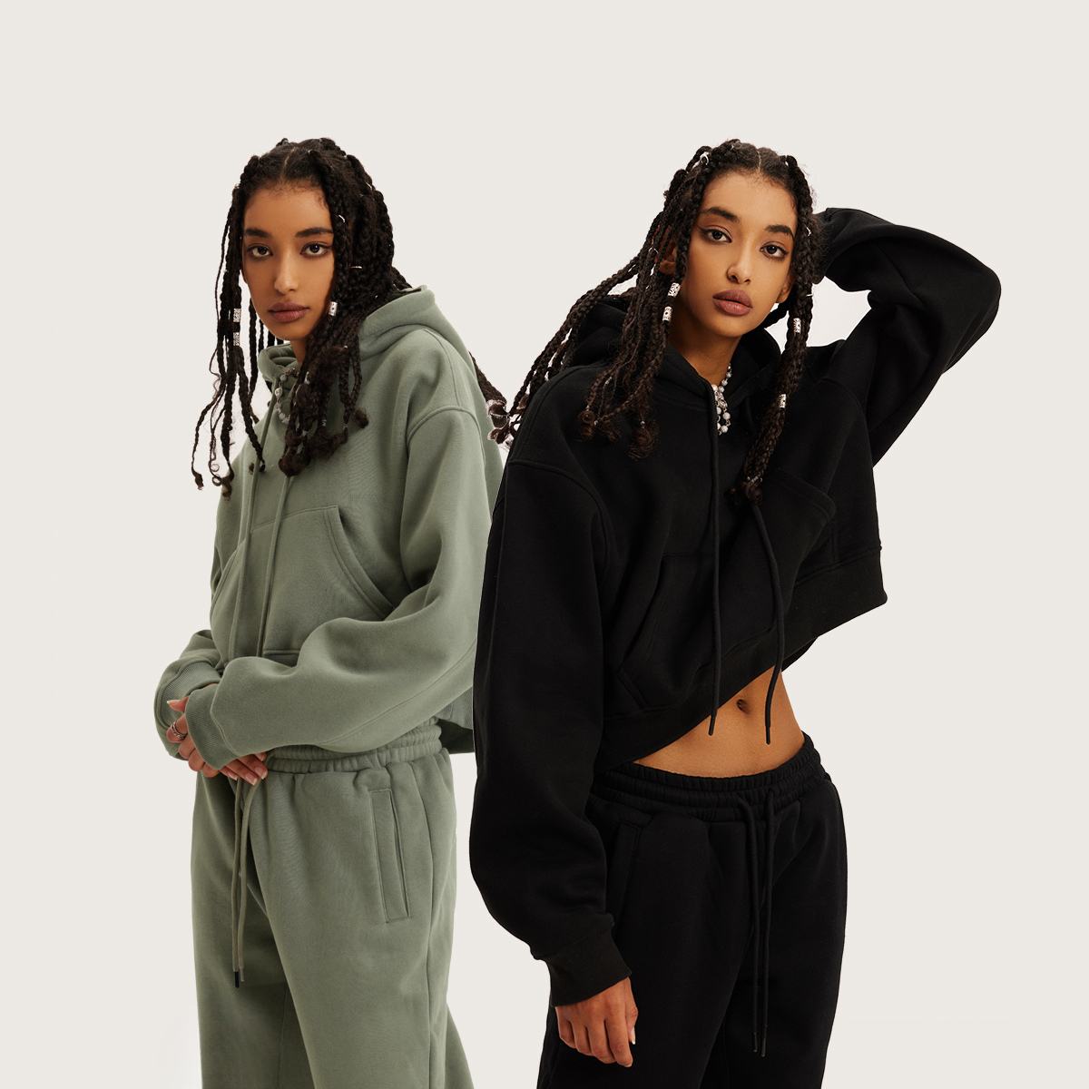 Streetwear Women's Fleece Crop Hoodie - Print On Demand | HugePOD-6