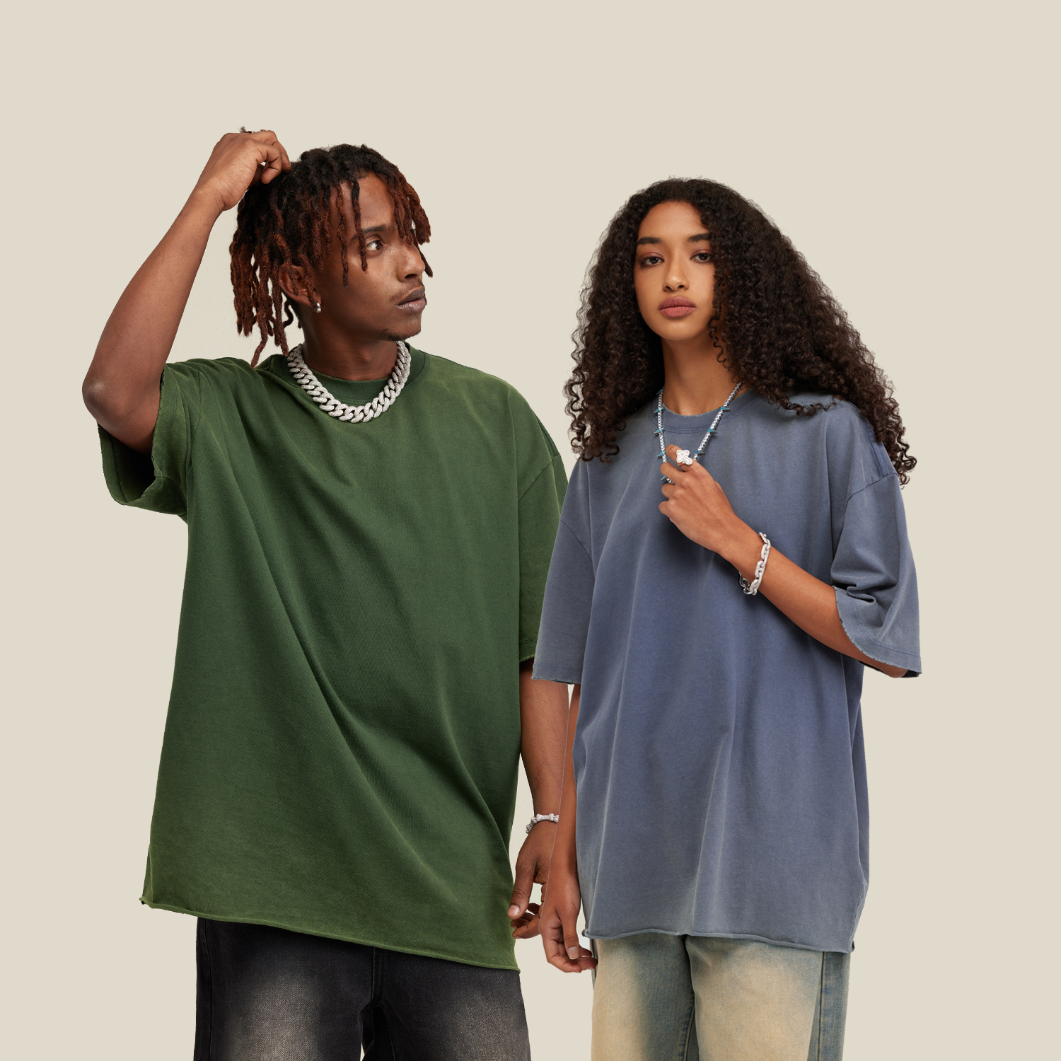 Streetwear Unisex Washed Out Loose T-Shirt With Frayed Edges- Print On Demand | HuygePOD-3