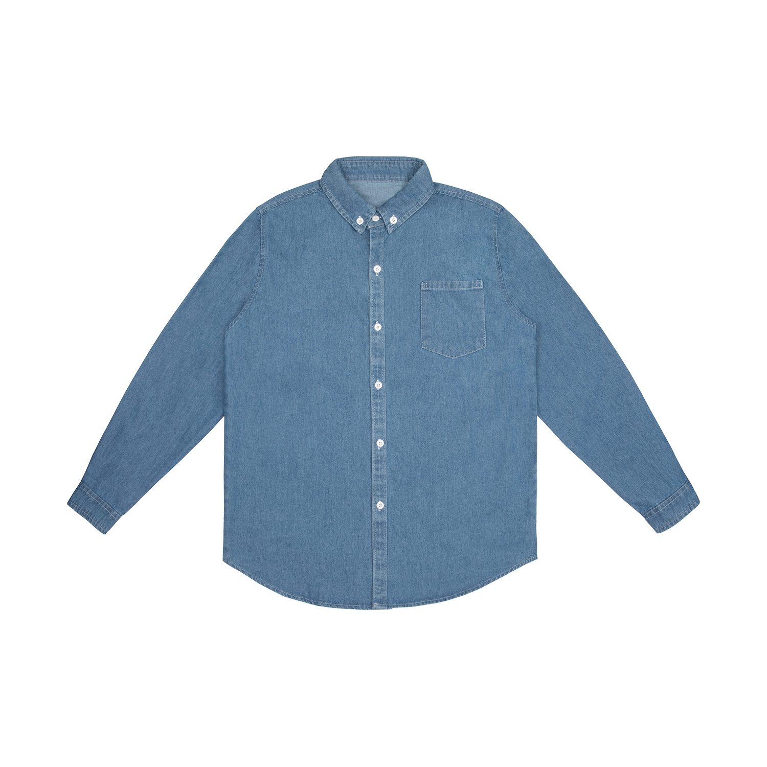 Men's Streetwear Classic Patched Pocket Denim Shirt - Print On Demand | HugePOD-1