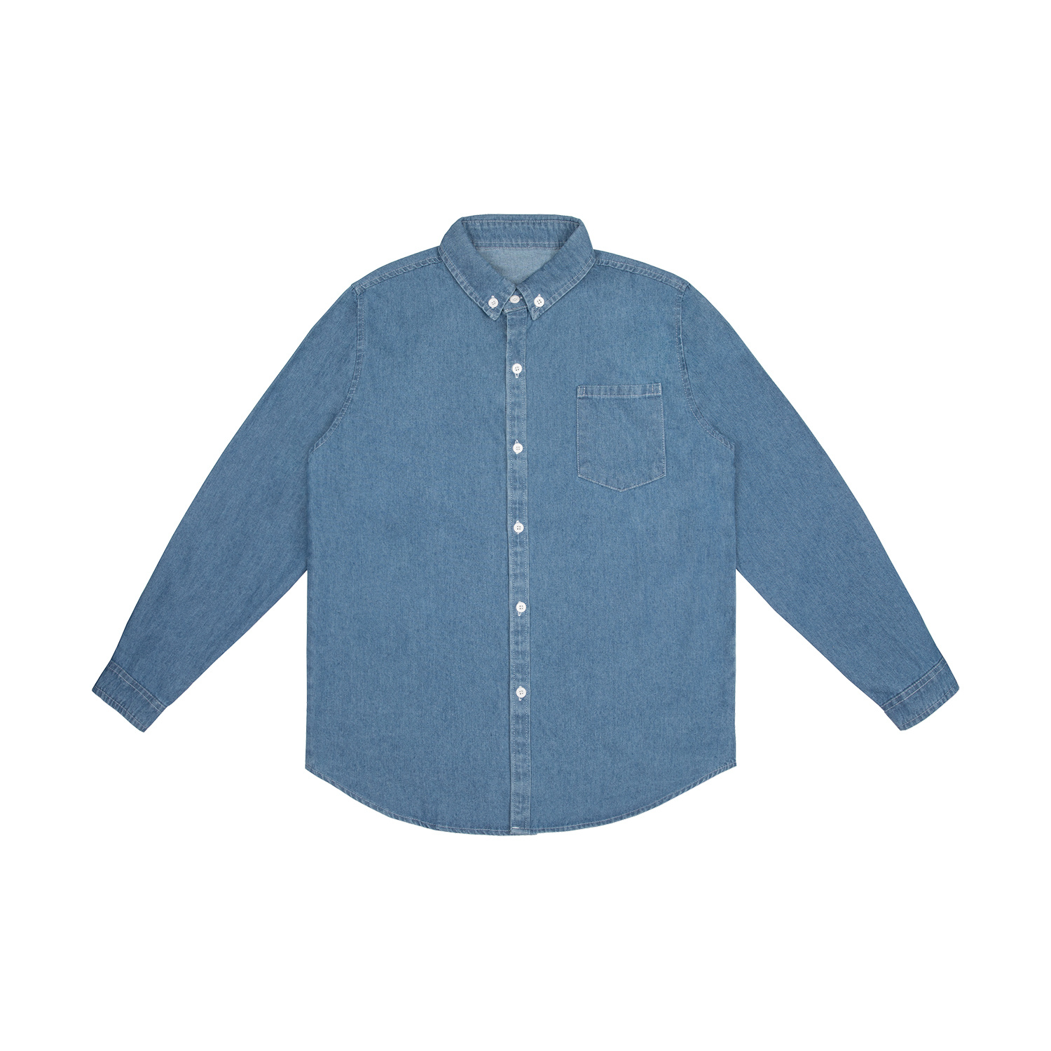 Men's Streetwear Classic Patched Pocket Denim Shirt - Print On Demand | HugePOD