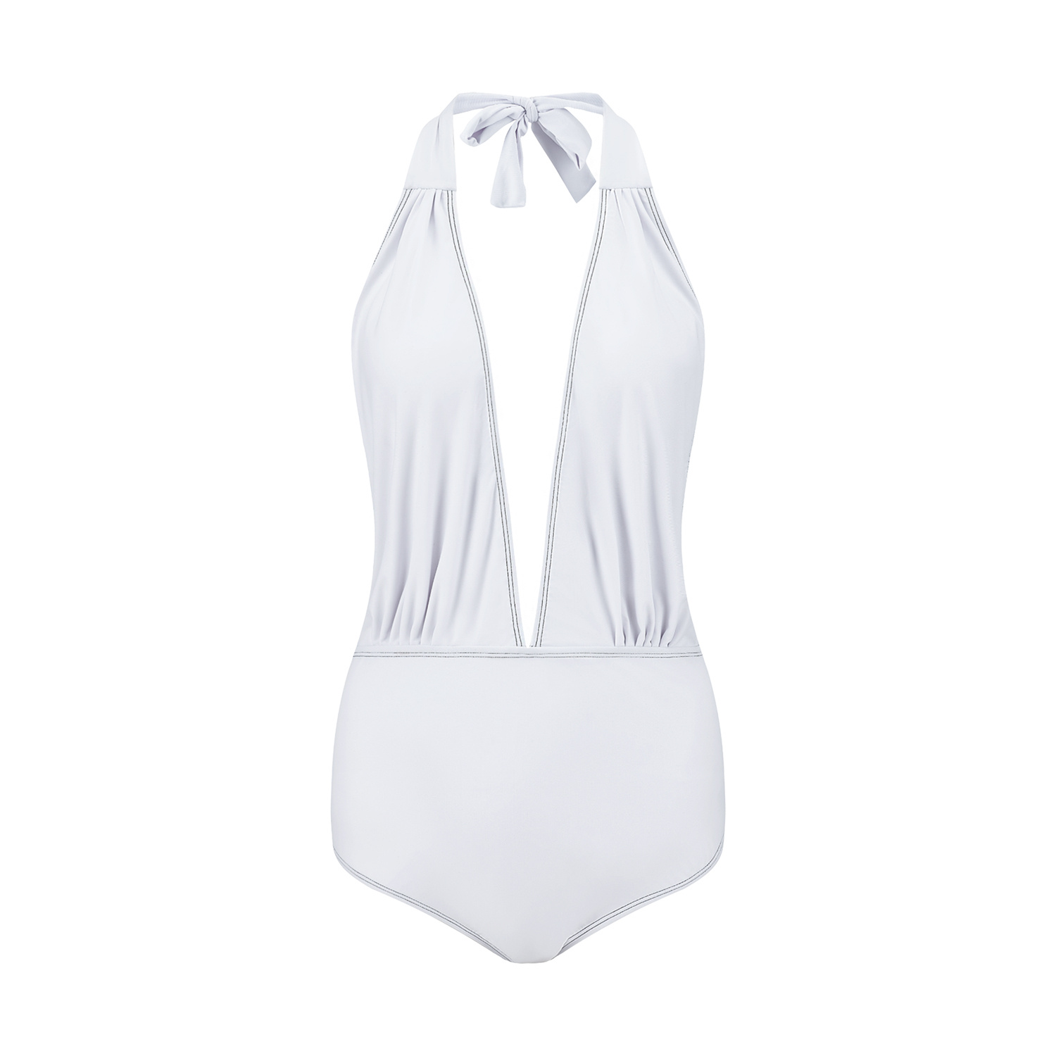 Customizable All-Over Print Women Halter One-Piece Swimsuit - Print On Demand | HugePOD