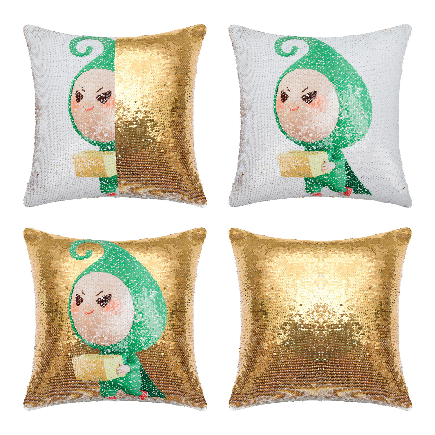 Golden Sequin Cushion Cover Without Filler | HugePOD-1