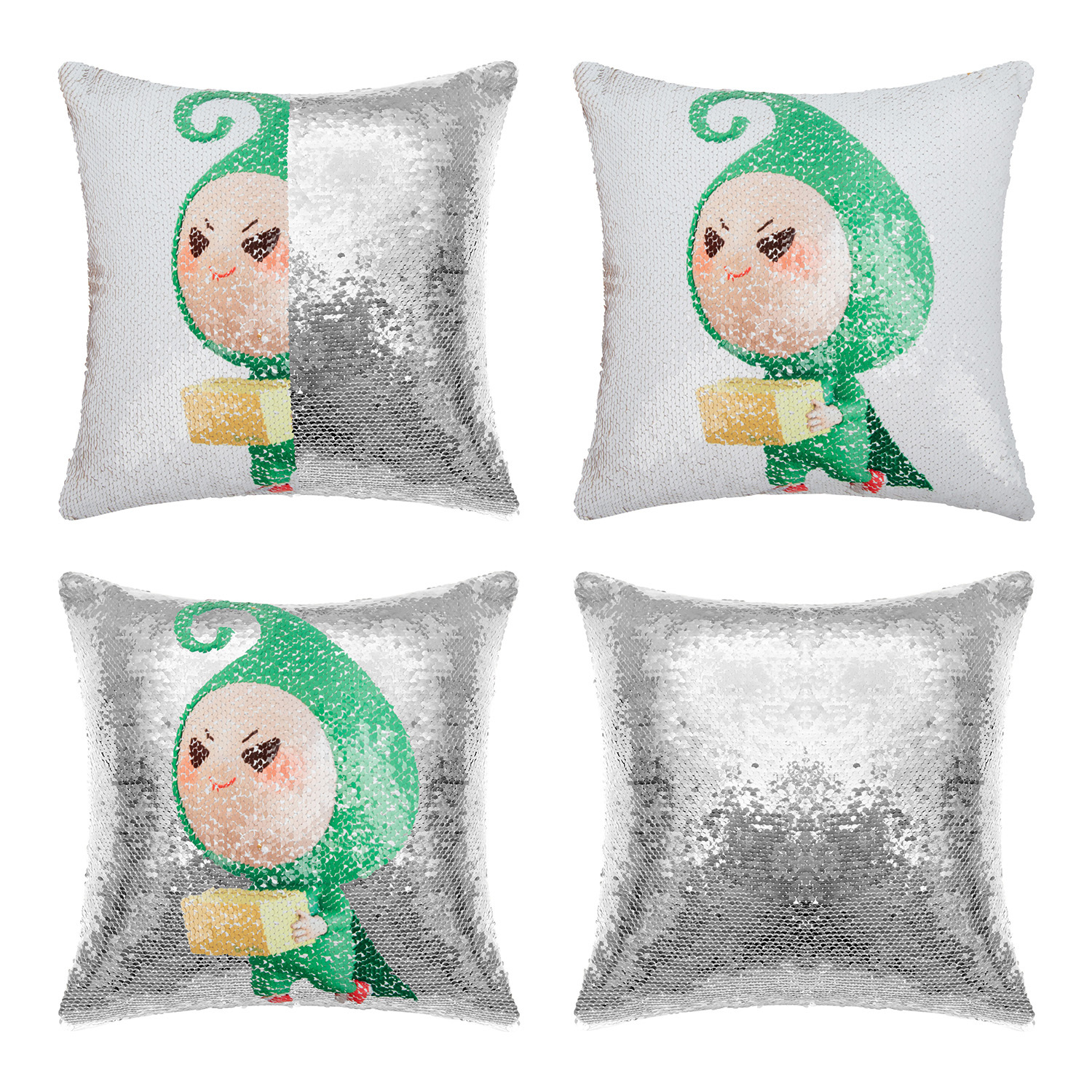 Silver Sequin Cushion Cover Without Filler | HugePOD-1