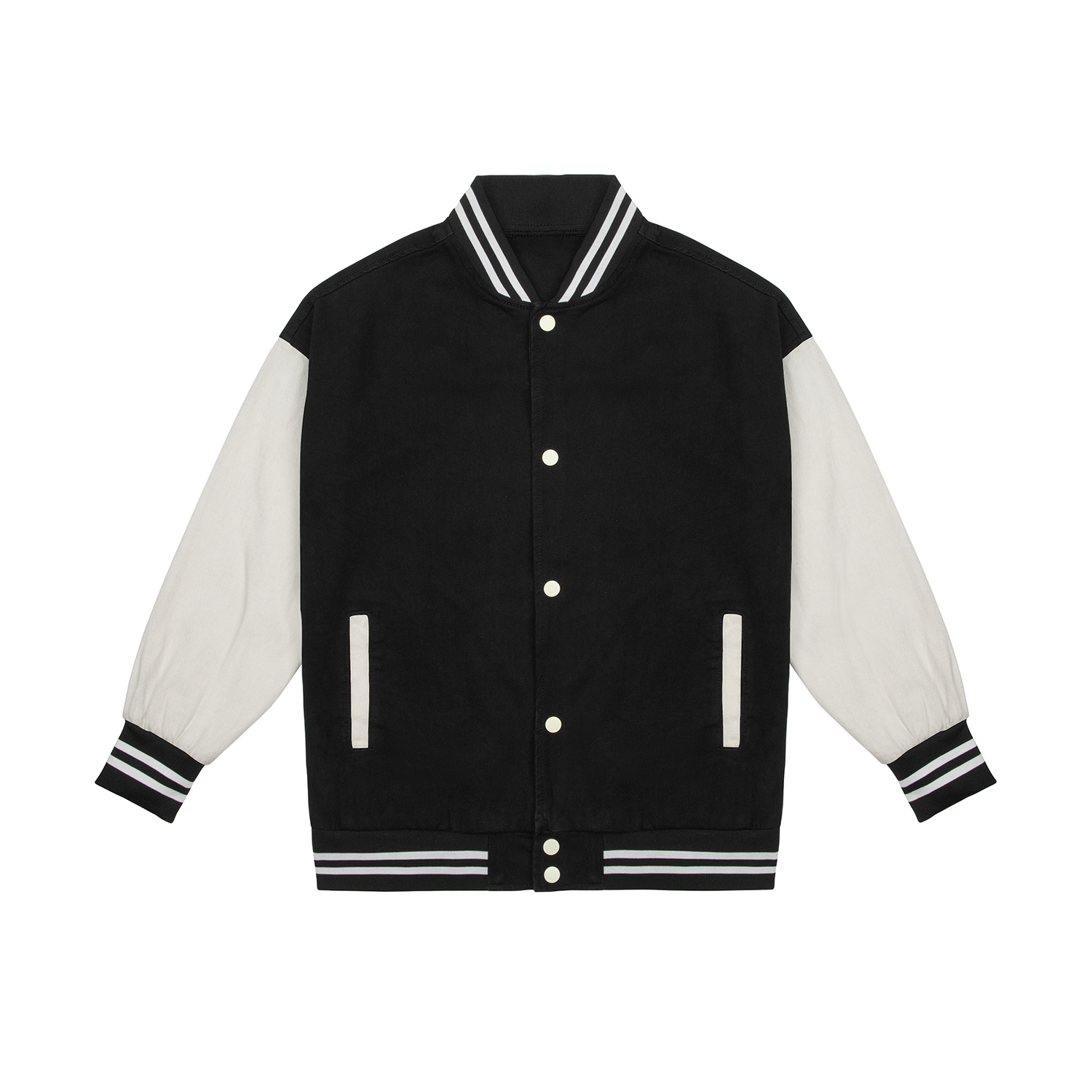 Streetwear Unisex Colorblock Denim Bomber Jacket - Print On Demand | HugePOD-1