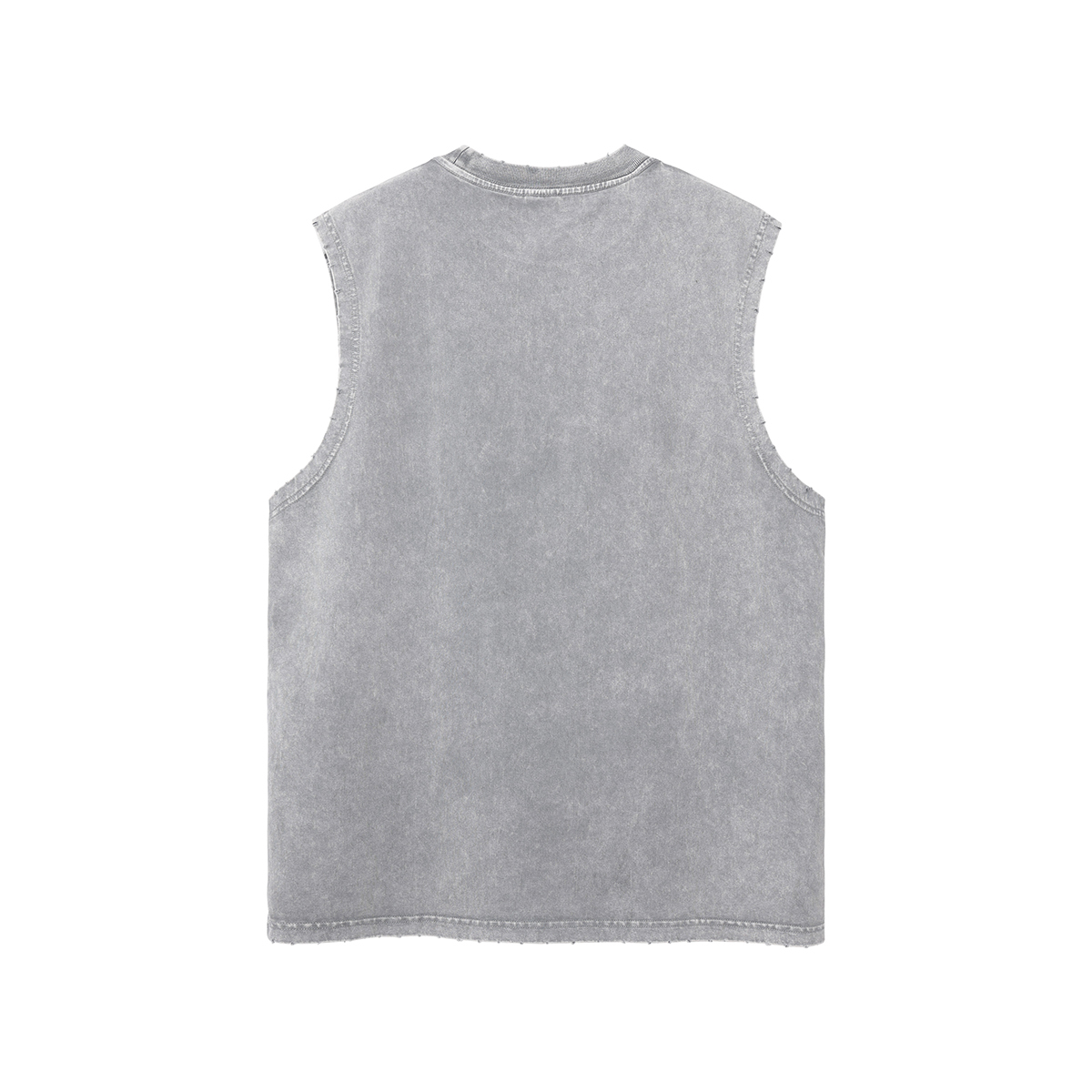 Streetwear Unisex Snow Washed Frayed Hem Tank Top - Print On Demand | HugePOD-4