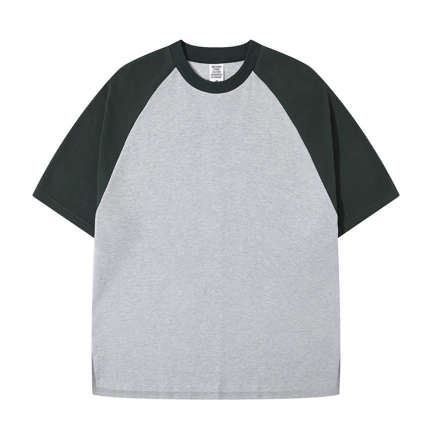 Streetwear 365G Heavyweight Color Block Loose-Fit Waffle Stitch Fabric T-Shirt - Print On Demand | HugePOD-3