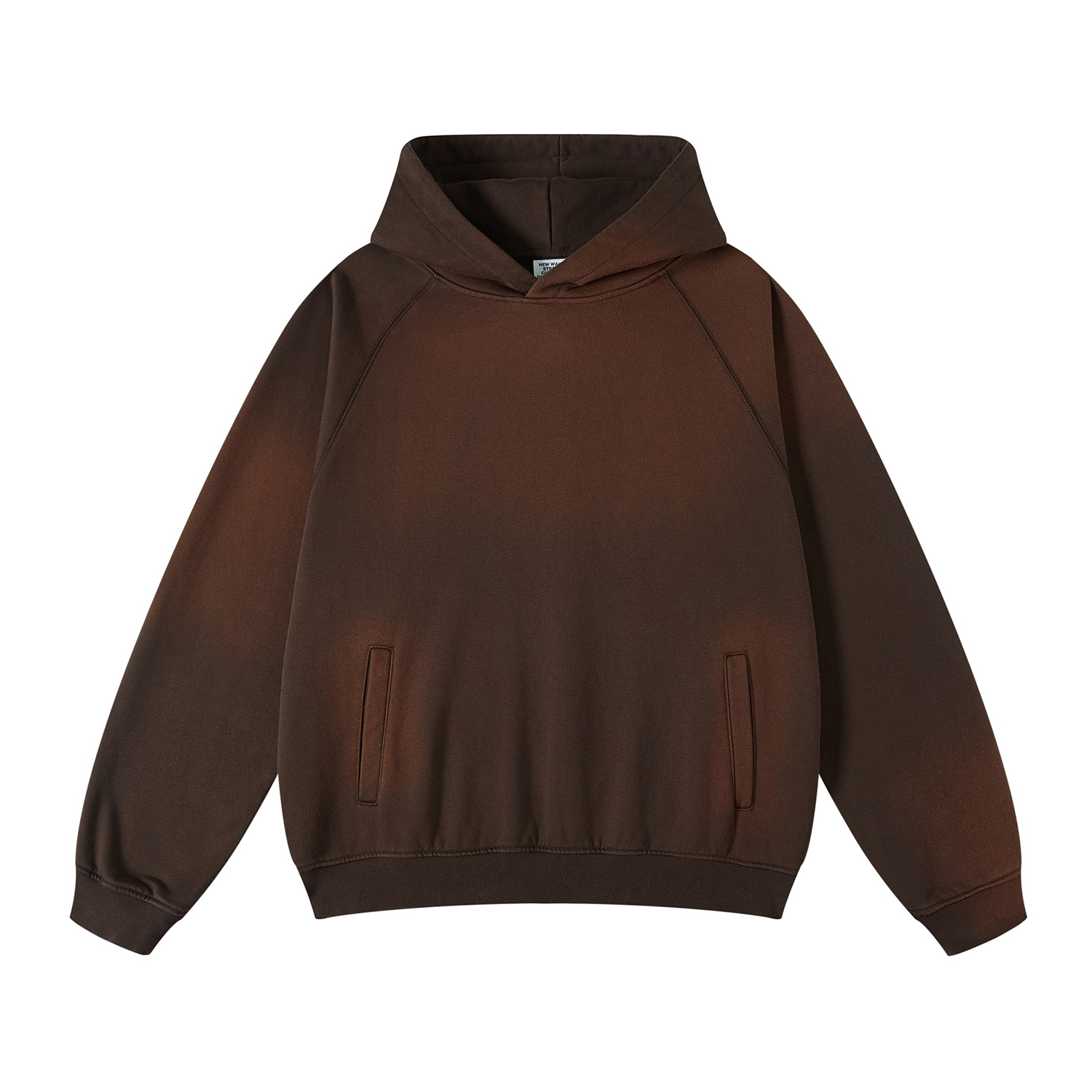 Rust&Chocolate Streetwear Unisex Ombre Washed Effect Hoodie-8