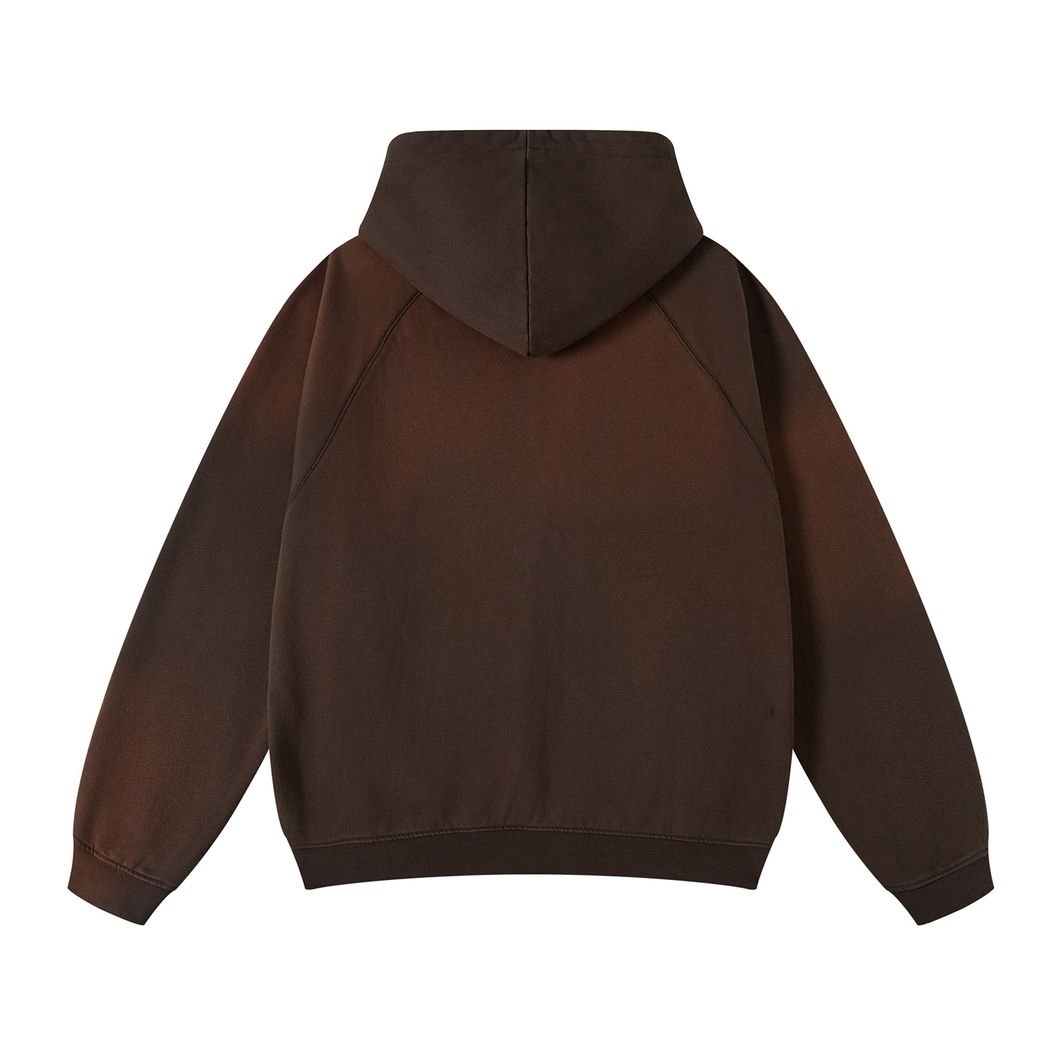 Rust&Chocolate Streetwear Unisex Ombre Washed Effect Hoodie-9