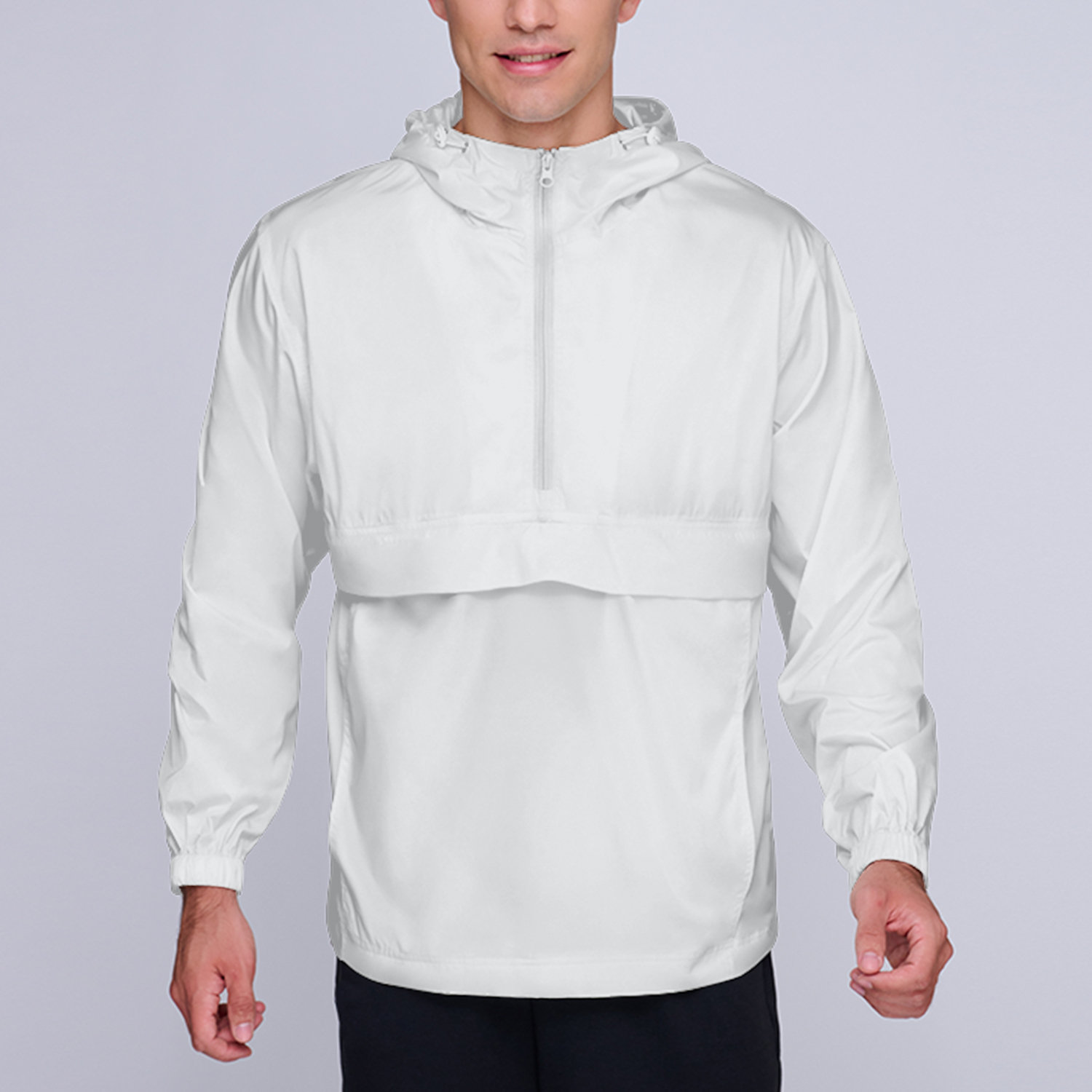 Unisex Half Zip Anorak Hooded Jacket | HugePOD-4