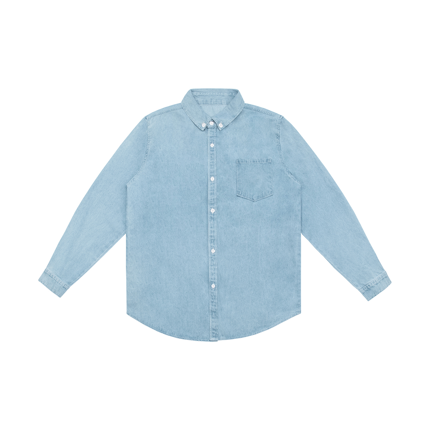 Men's Streetwear Classic Patched Pocket Denim Shirt - Print On Demand | HugePOD-2