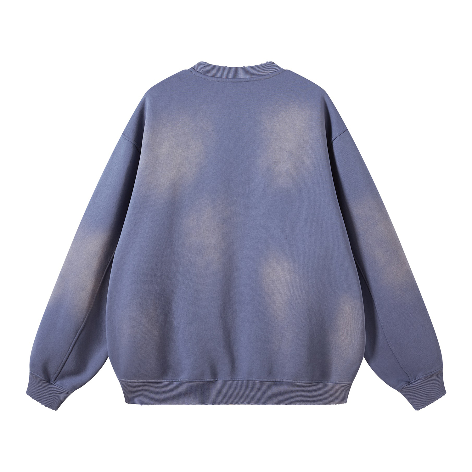 (Denim Blue)Streetwear Monkey Washed Dyed Fleece Pullover-5