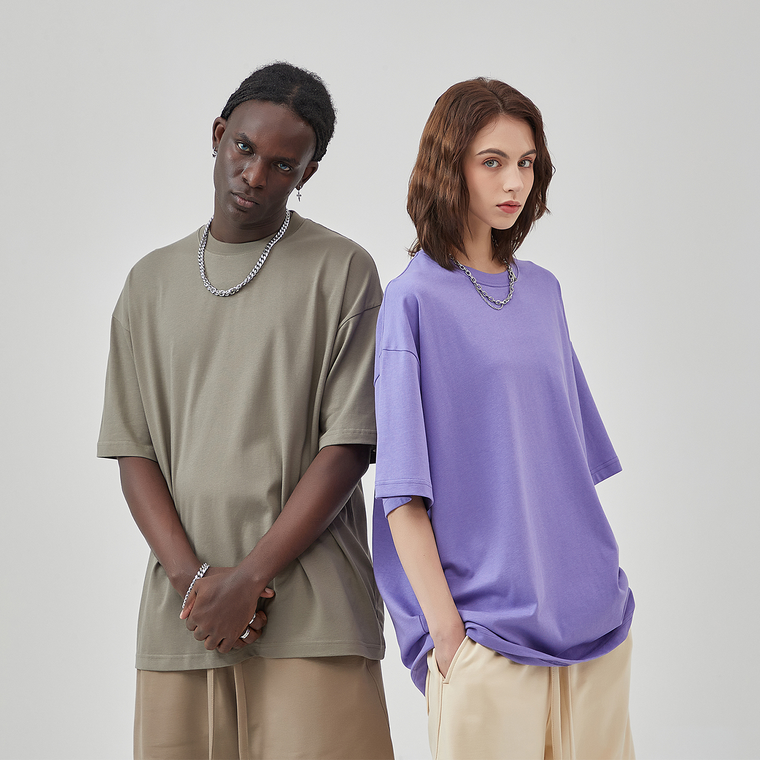 Streetwear Unisex Earth Tone Loose Fit FOG T-Shirt | HugePOD-10