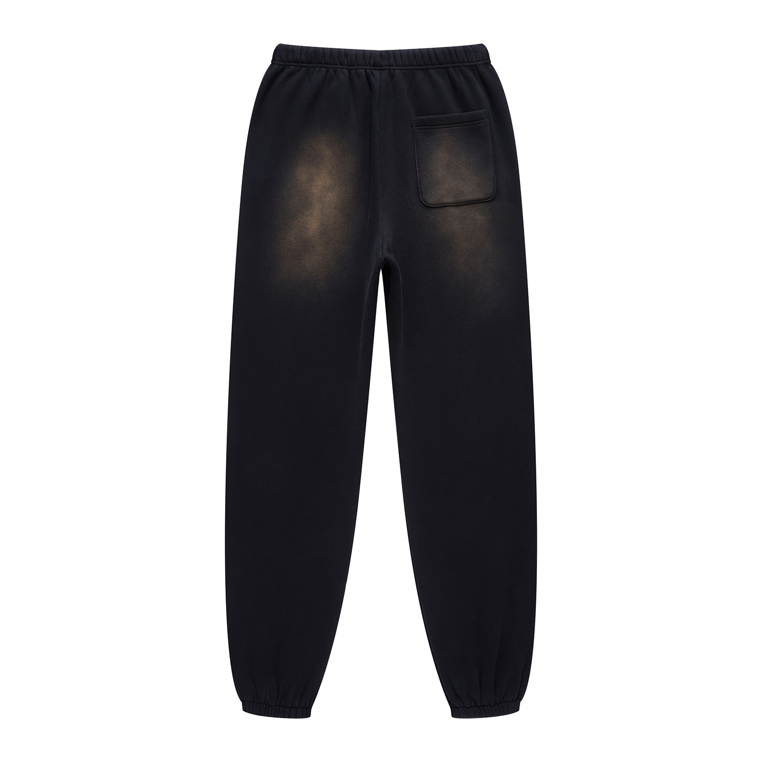 (Black)Streetwear Unisex Monkey Washed Dyed Fleece Joggers-10