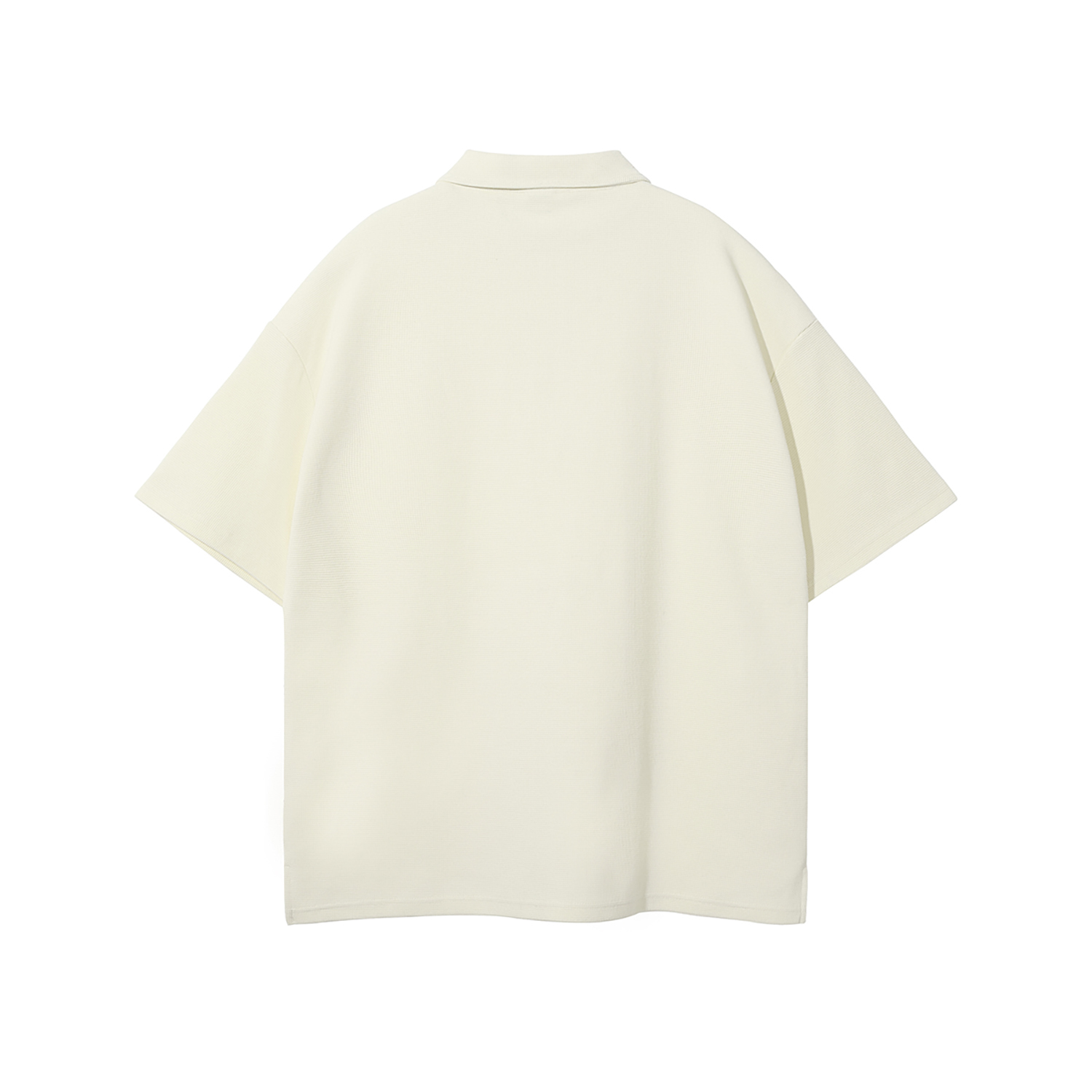 Streetwear Heavyweight 330G Collared Split Diamond Waffle Stitch Fabric Polo Shirt - Print On Demand | HugePOD-4