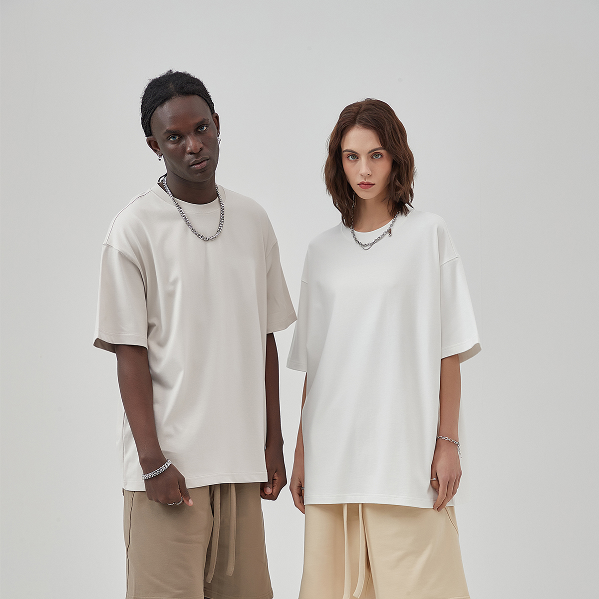 Streetwear Unisex Earth Tone Heavyweight Loose Fit FOG T-Shirt