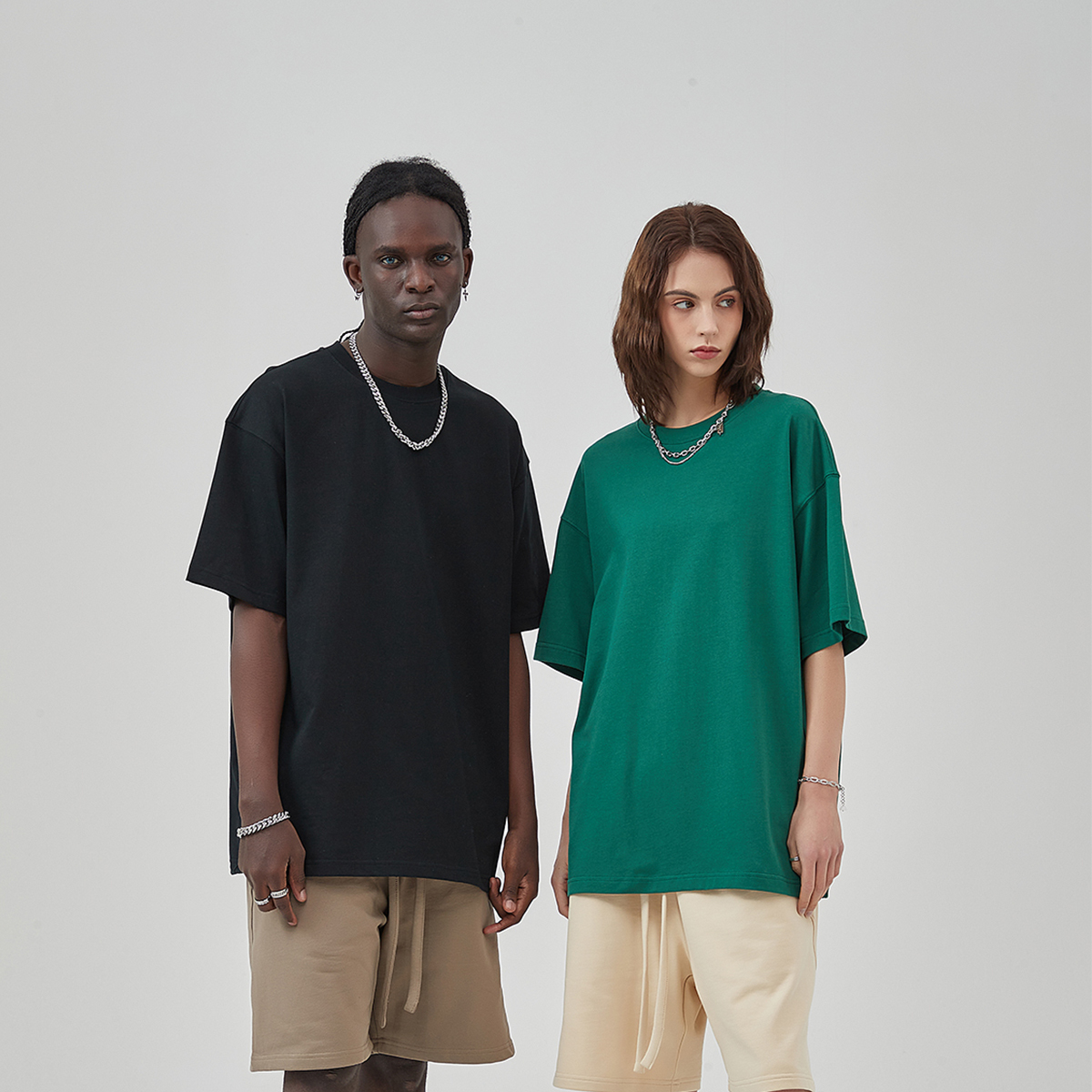 Streetwear Unisex Earth Tone Heavyweight Loose Fit FOG T-Shirt | HugePOD-4