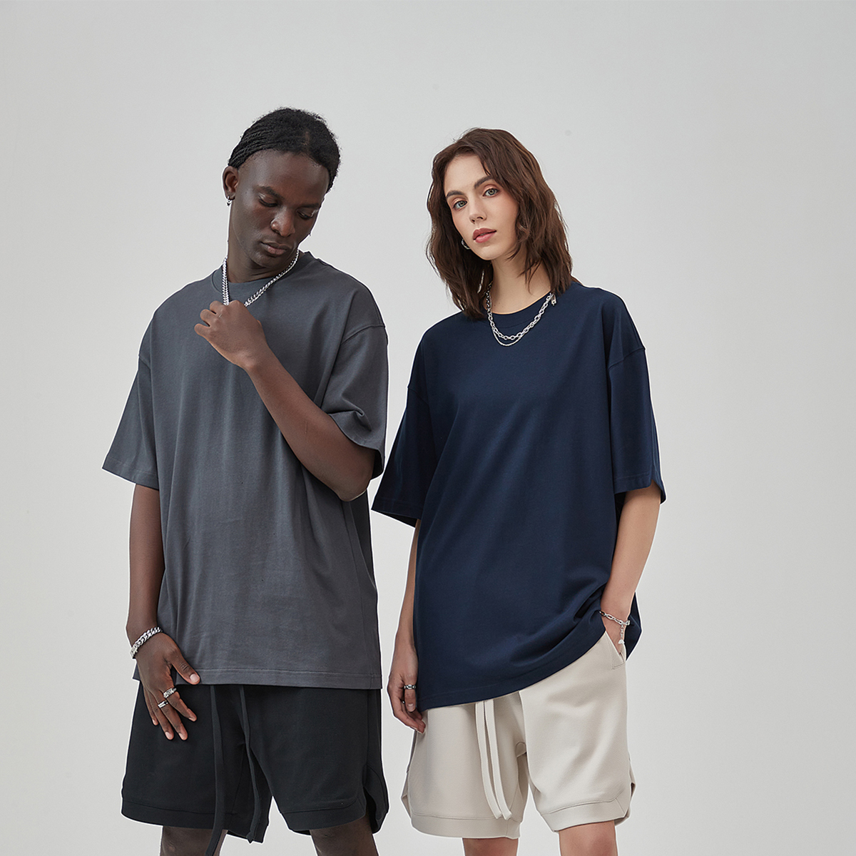 Streetwear Unisex Earth Tone Heavyweight Loose Fit FOG T-Shirt | HugePOD-3