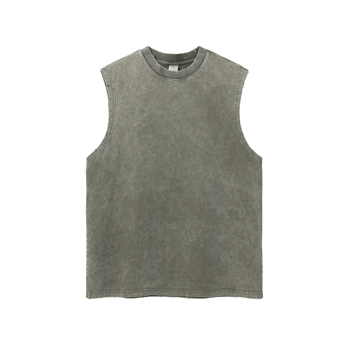 Streetwear Unisex Snow Washed Frayed Hem Tank Top - Print On Demand | HugePOD-5