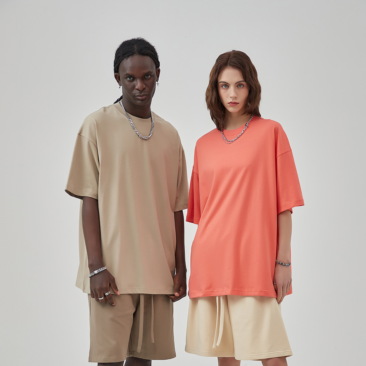 Streetwear Unisex Earth Tone Loose Fit FOG T-Shirt | HugePOD-9