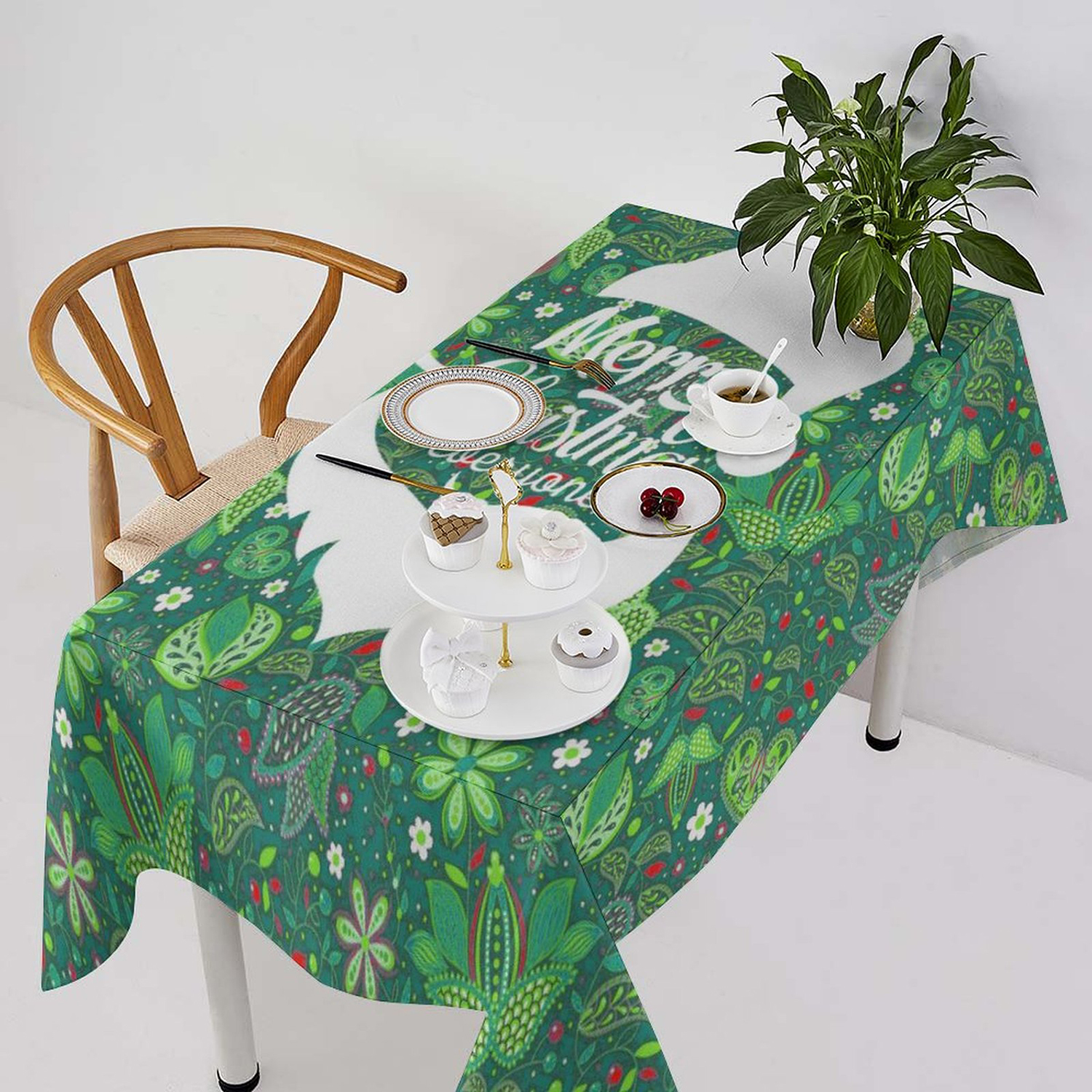 Custom All-Over Print Rectangular Linen Tablecloth | HugePOD-4
