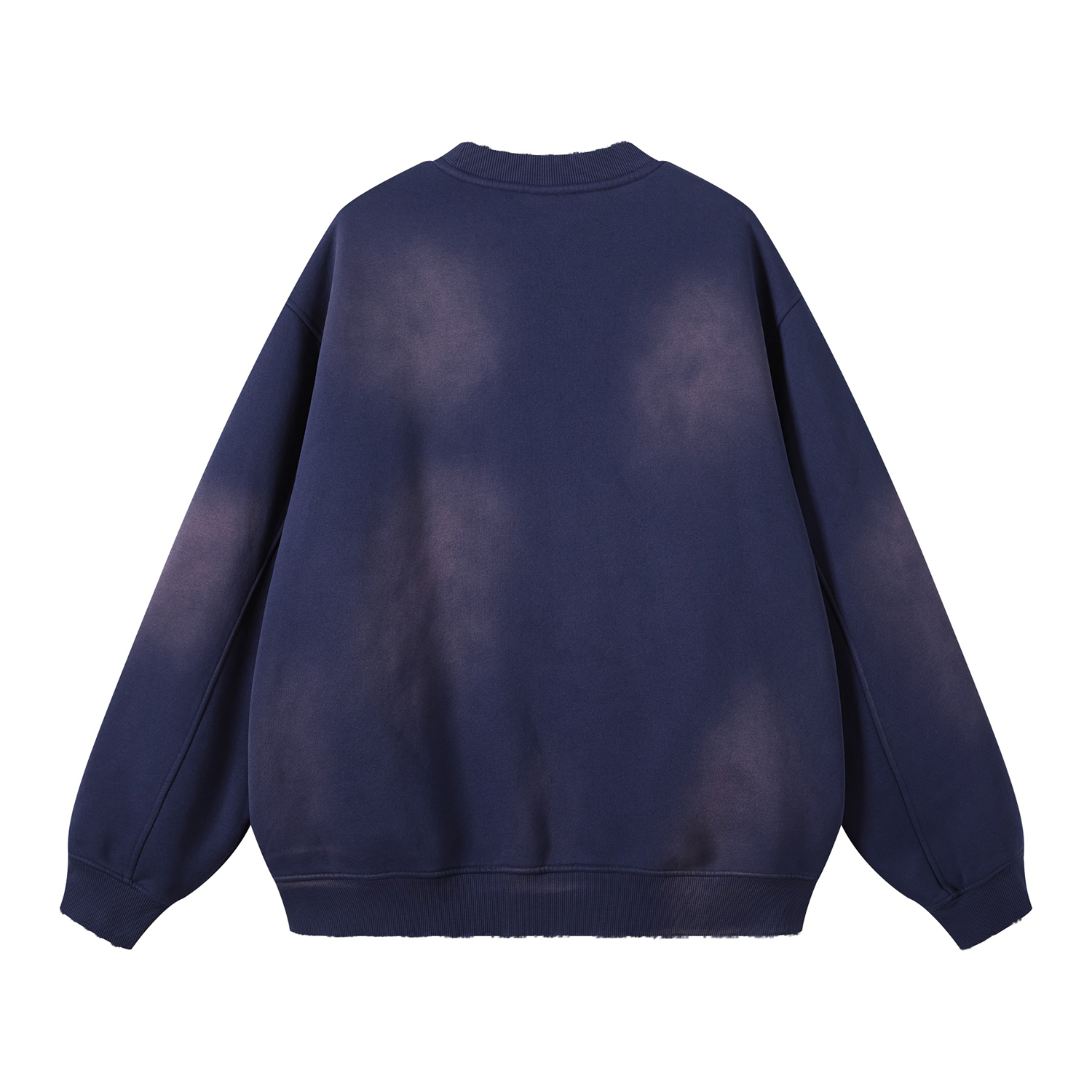 Streetwear Monkey Washed Dyed Fleece Royal Blue Pullover | Dropshipping-8
