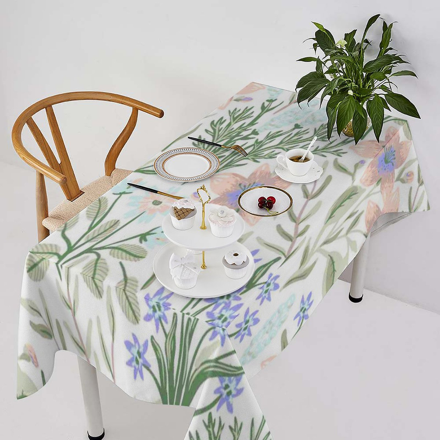 Custom All-Over Print Rectangular Linen Tablecloth | HugePOD-6