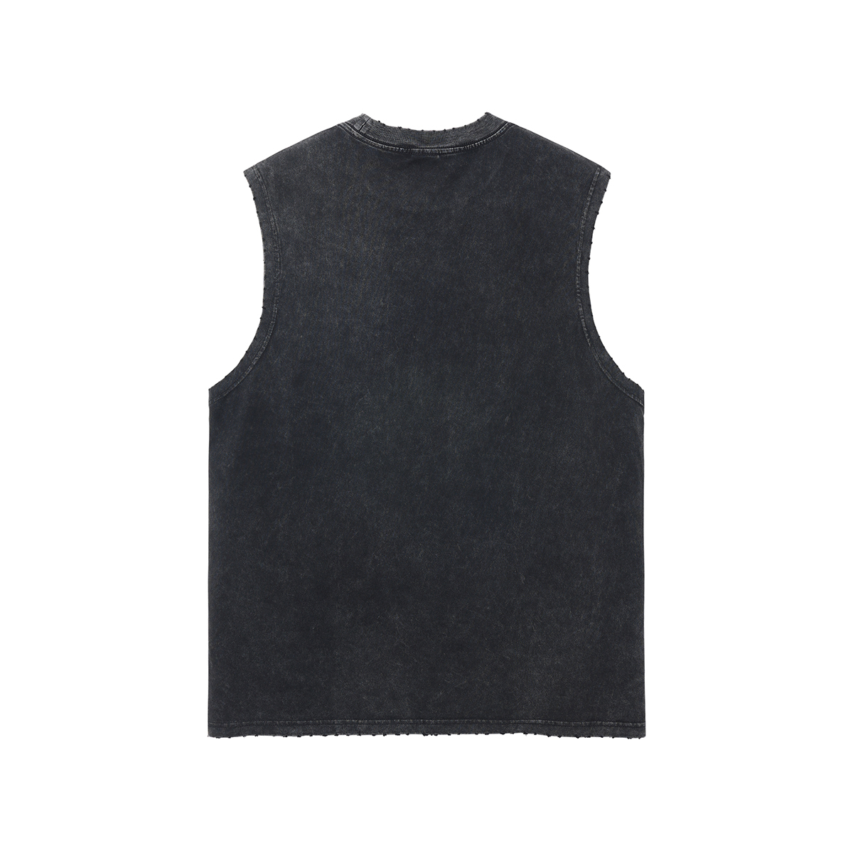 Streetwear Unisex Snow Washed Frayed Hem Tank Top - Print On Demand | HugePOD-10