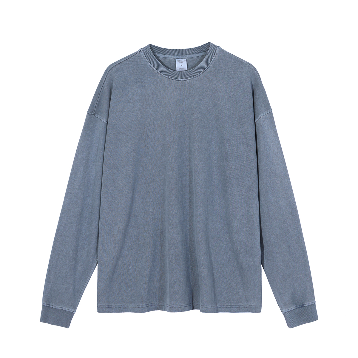 Streetwear Unisex Drop Shoulder Stone Wash Long Sleeve Tee - Print On Demand | HugePOD-16
