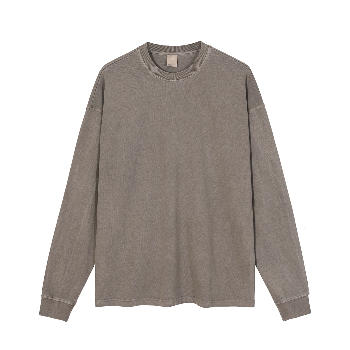 Streetwear Unisex Drop Shoulder Stone Wash Long Sleeve Tee - Print On Demand | HugePOD-18