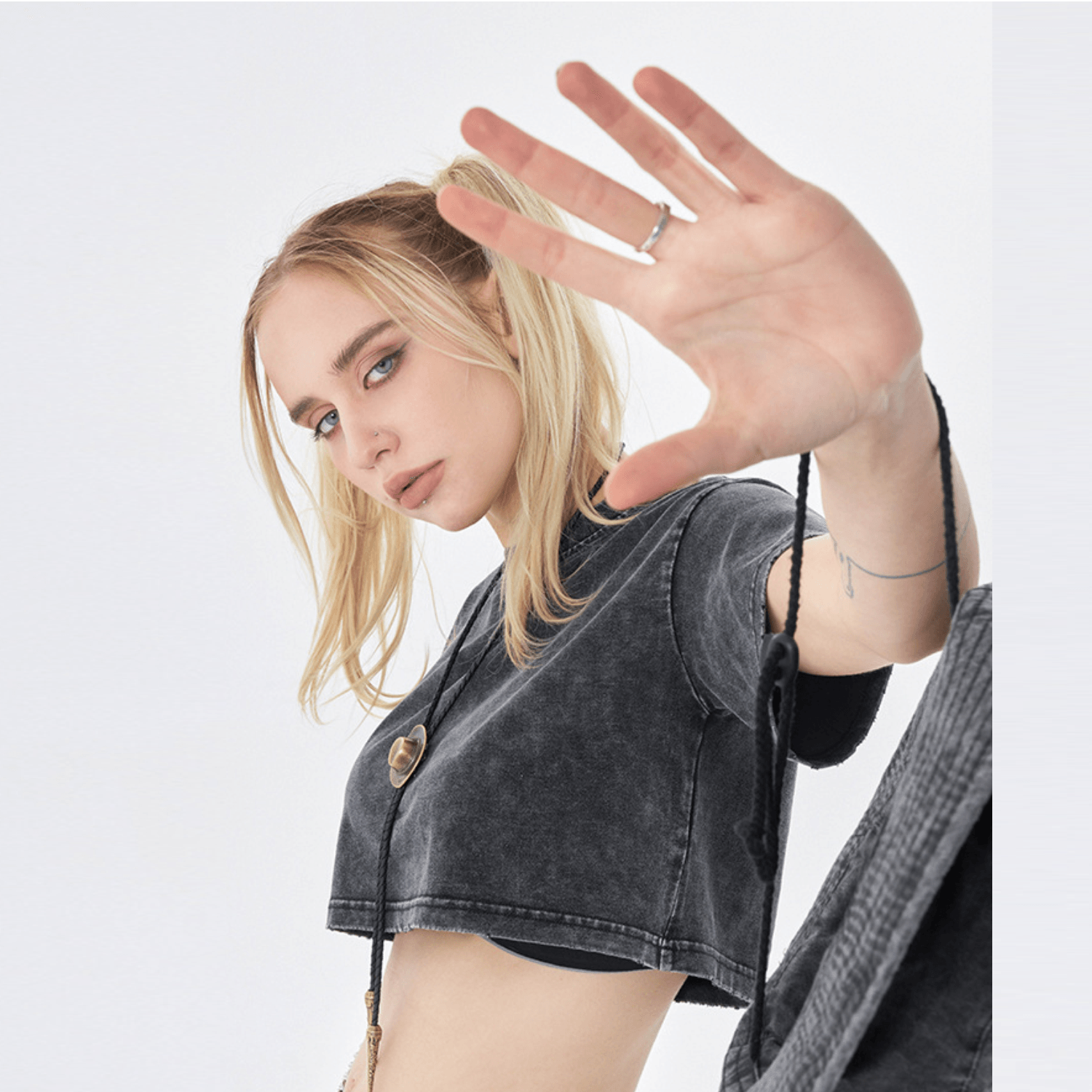 Streetwear Women's Solid Color Washed Crop Top - Print On Demand | HugePOD-6