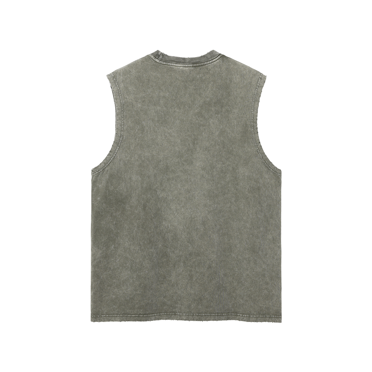 Streetwear Unisex Snow Washed Frayed Hem Tank Top - Print On Demand | HugePOD-6