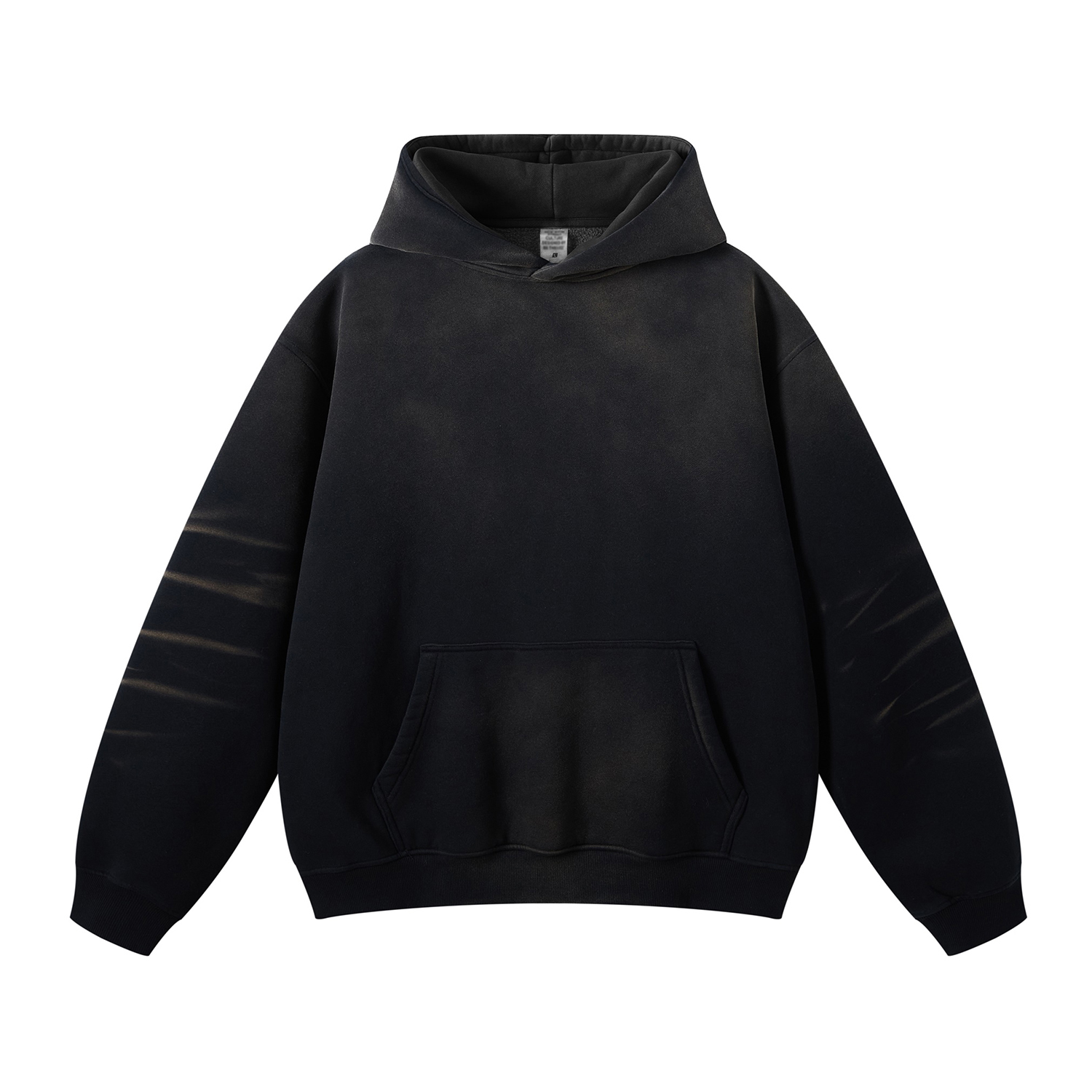 (Black)Streetwear Unisex Monkey Washed Dyed Fleece Hoodie-8