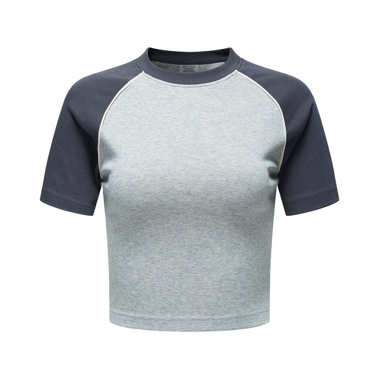 Streetwear Vintage Colorblock Fitted Cropped Gray Tee | HugePOD-3