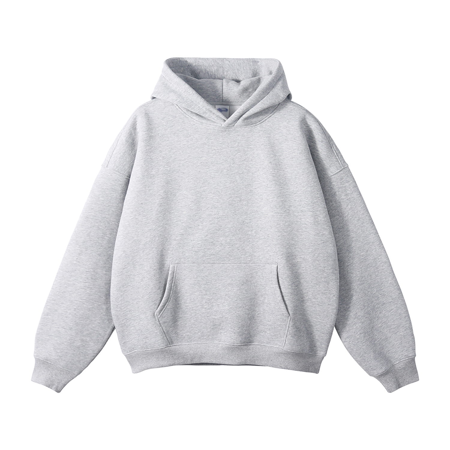 (Gray)Streetwear Unisex Oversized Solid Color Fleece Hoodie-9