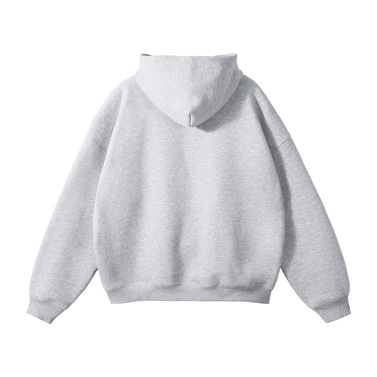 (Gray)Streetwear Unisex Oversized Solid Color Fleece Hoodie-10