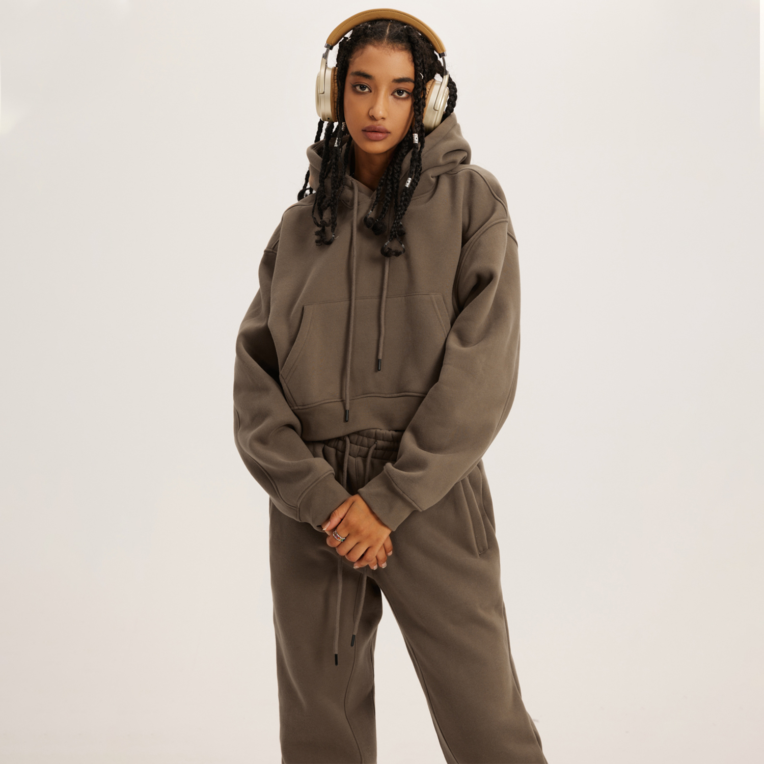 Streetwear Women's Fleece Crop Hoodie - Print On Demand | HugePOD-21