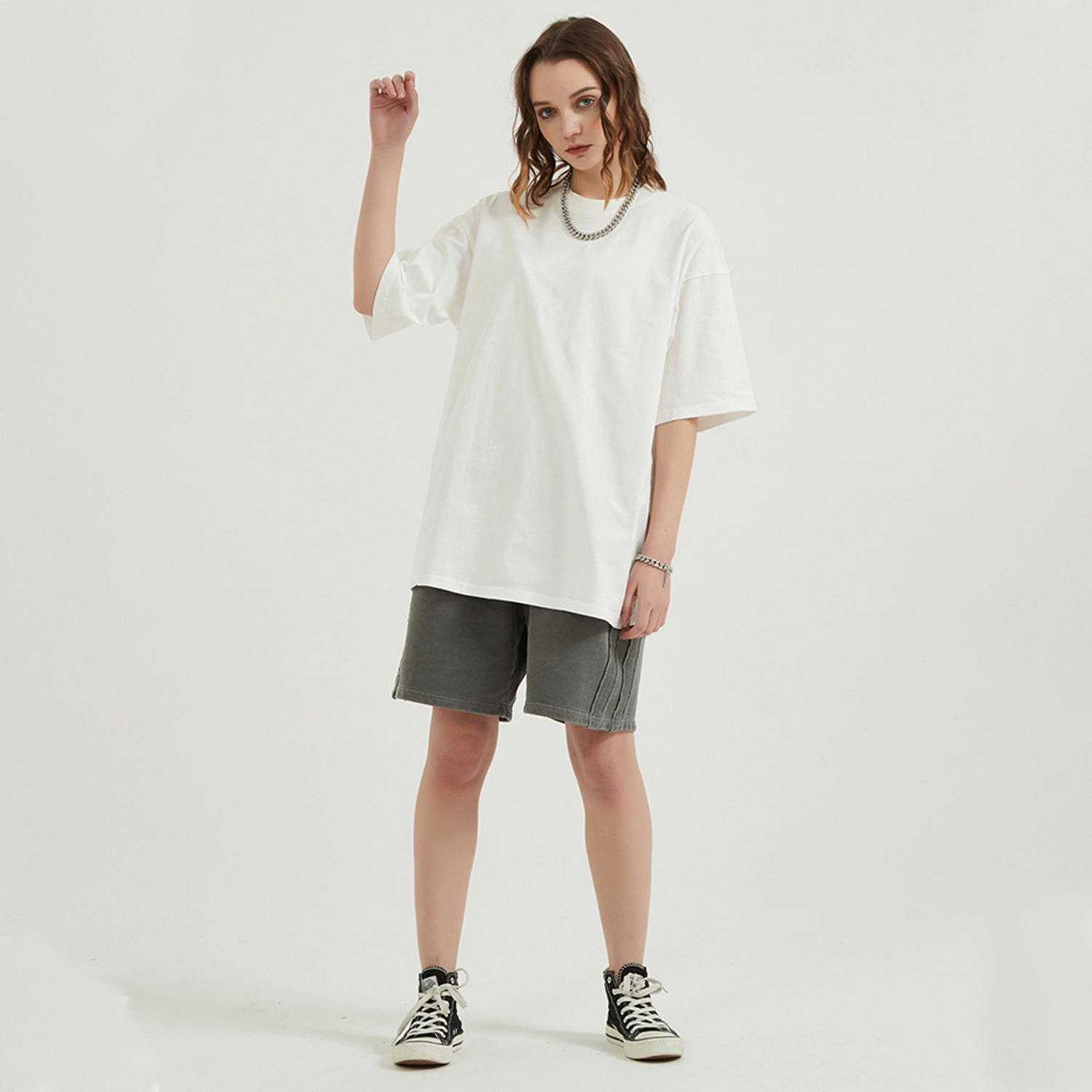 Streetwear Unisex Drop Shoulder Stone Wash 100% Cotton T-Shirt - Print on Demand | HugePOD-4