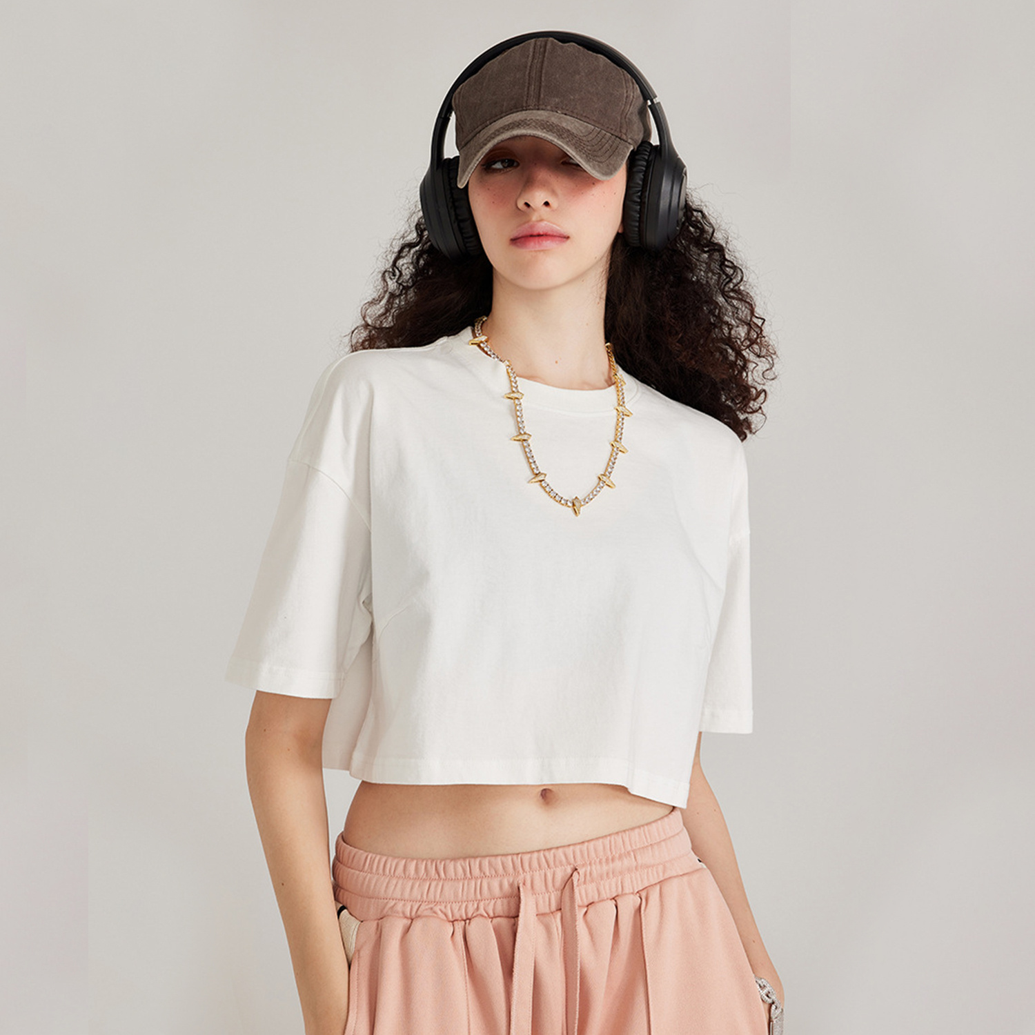 Streetwear Women's Vintage Washed  Loose Boxy Cropped Tee - Print On Demand | HugePOD