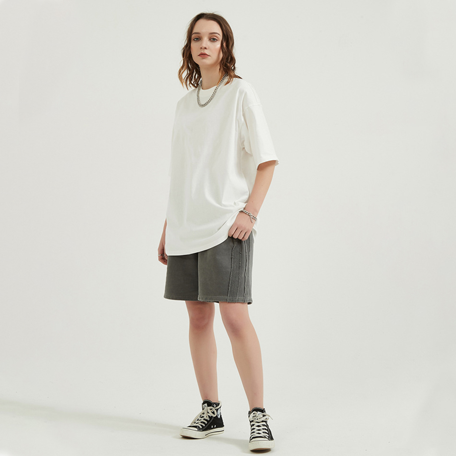 Streetwear Unisex Drop Shoulder Stone Wash 100% Cotton T-Shirt - Print on Demand | HugePOD-3
