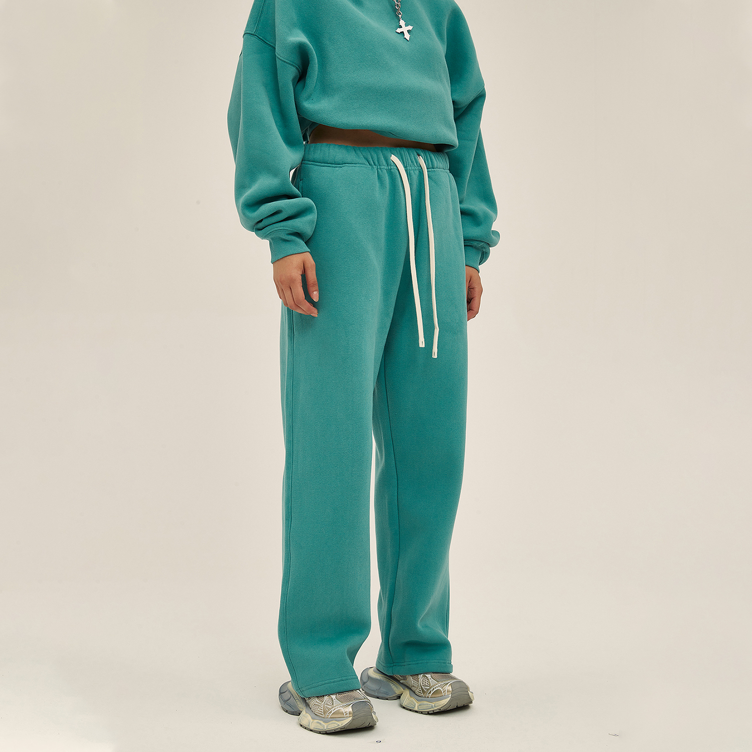 Streetwear Unisex Solid Color Fleece Straight Leg Pants - Print On Demand | HugePOD-12